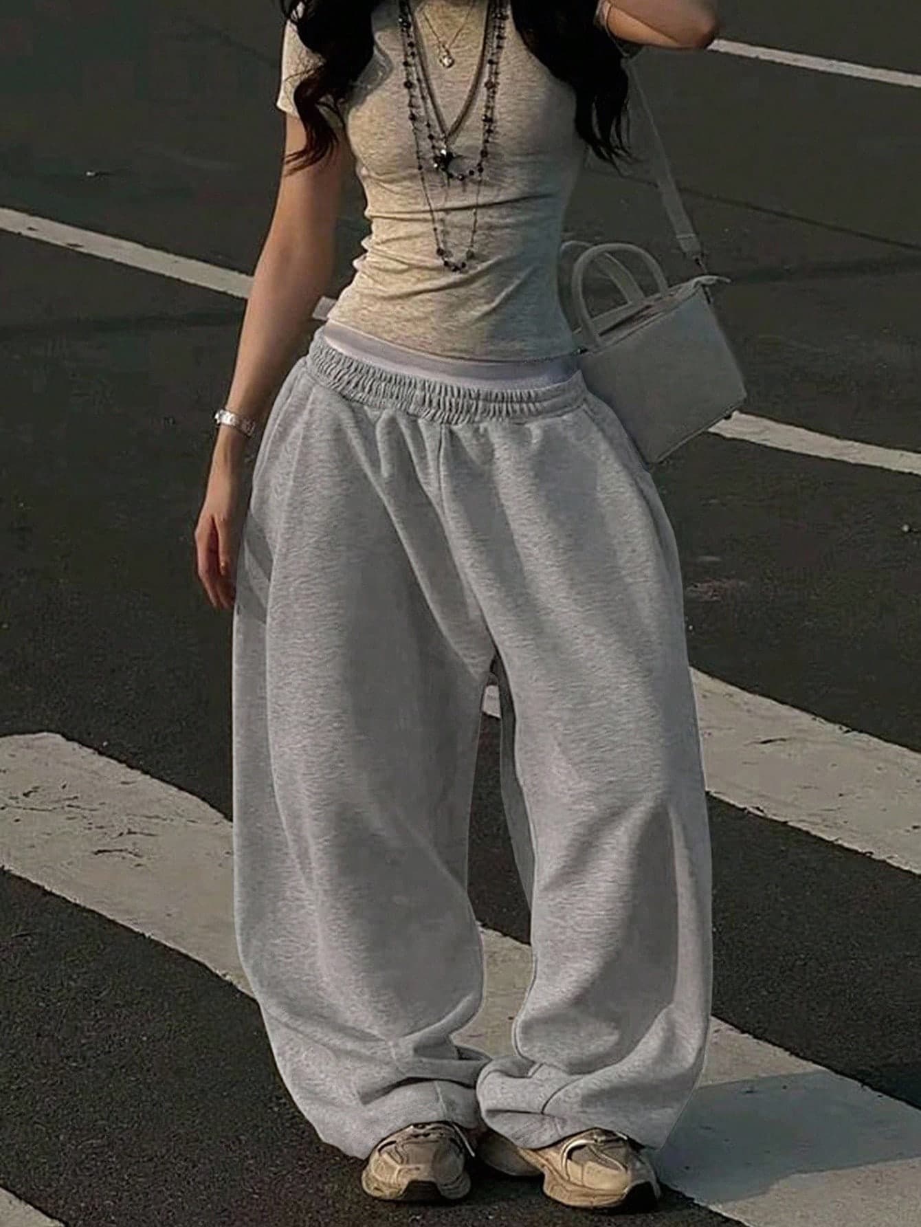 SHEIN Women's Loose Elastic Waist Casual Street Sweatpants