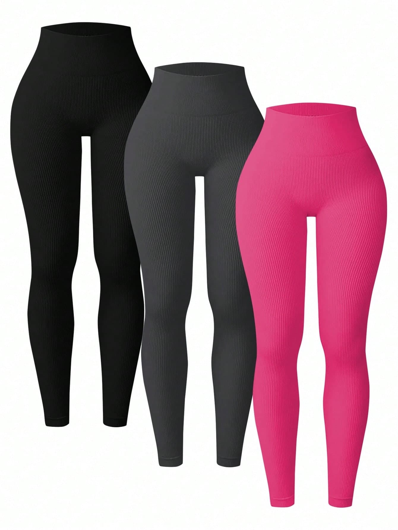 Velisys Velisys 3 Packs Ribbed Seamless Leggings  Women,No See-Through High Waisted Tummy Control Yoga Pants  Workout Athletic Running Cycling Pickleball Casual