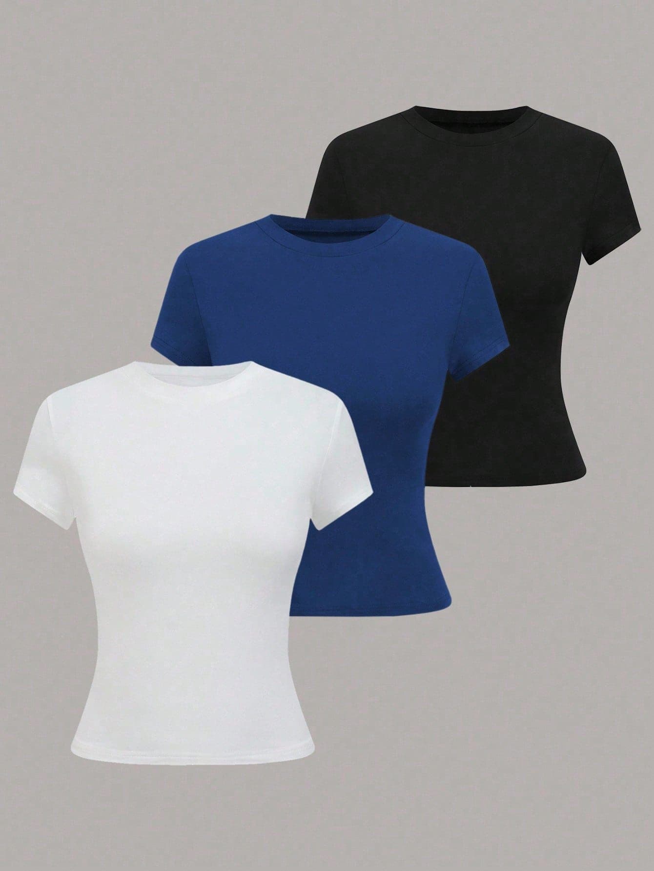 EMERY ROSE Women's Casual Solid Color Short Sleeve T-Shirt, Summer
