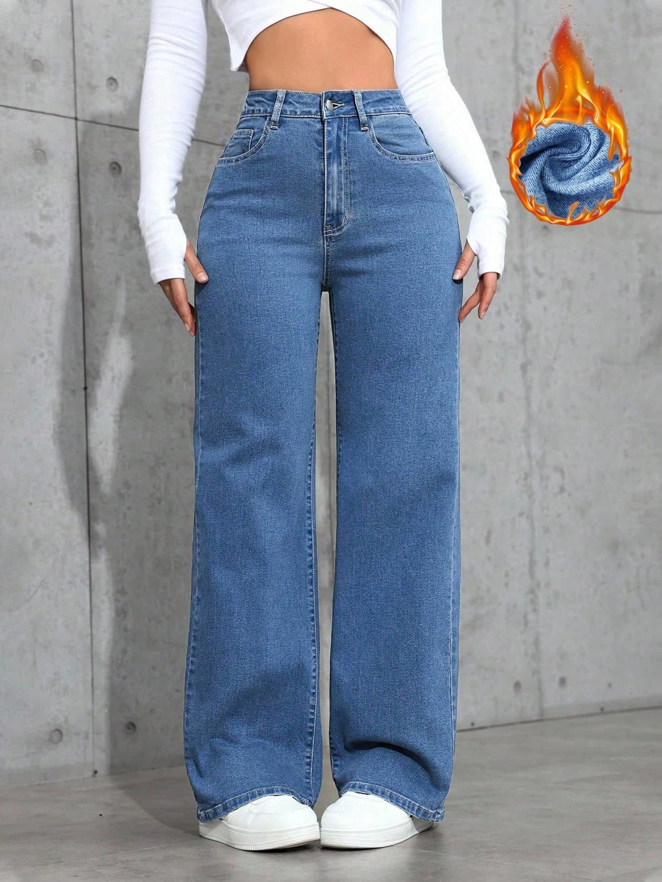 SHEIN ICON High Waist Straight Leg Casual Jeans, Autumn/Winter