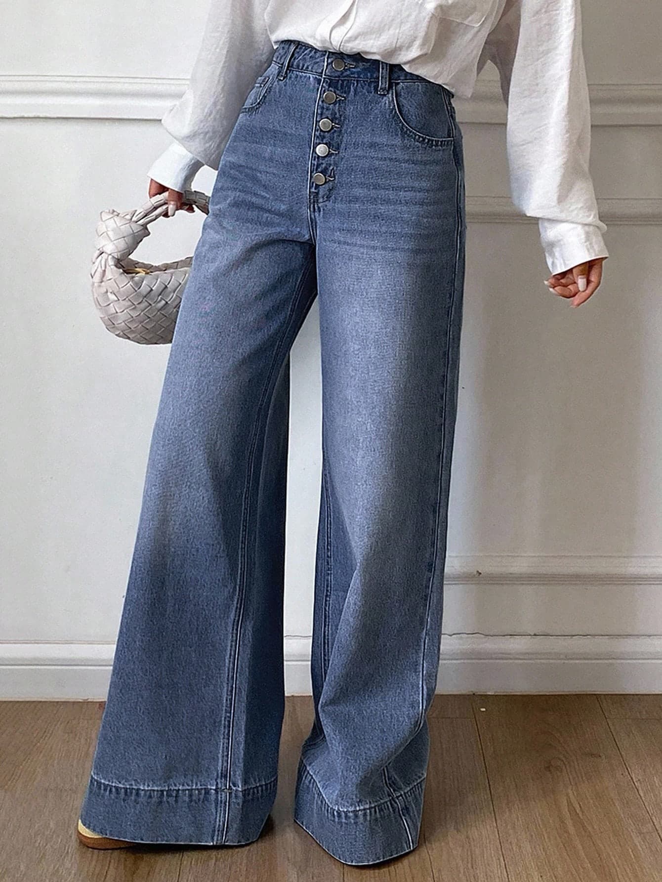 Livesso Women's High Waist Loose Distressed Long Denim Jeans