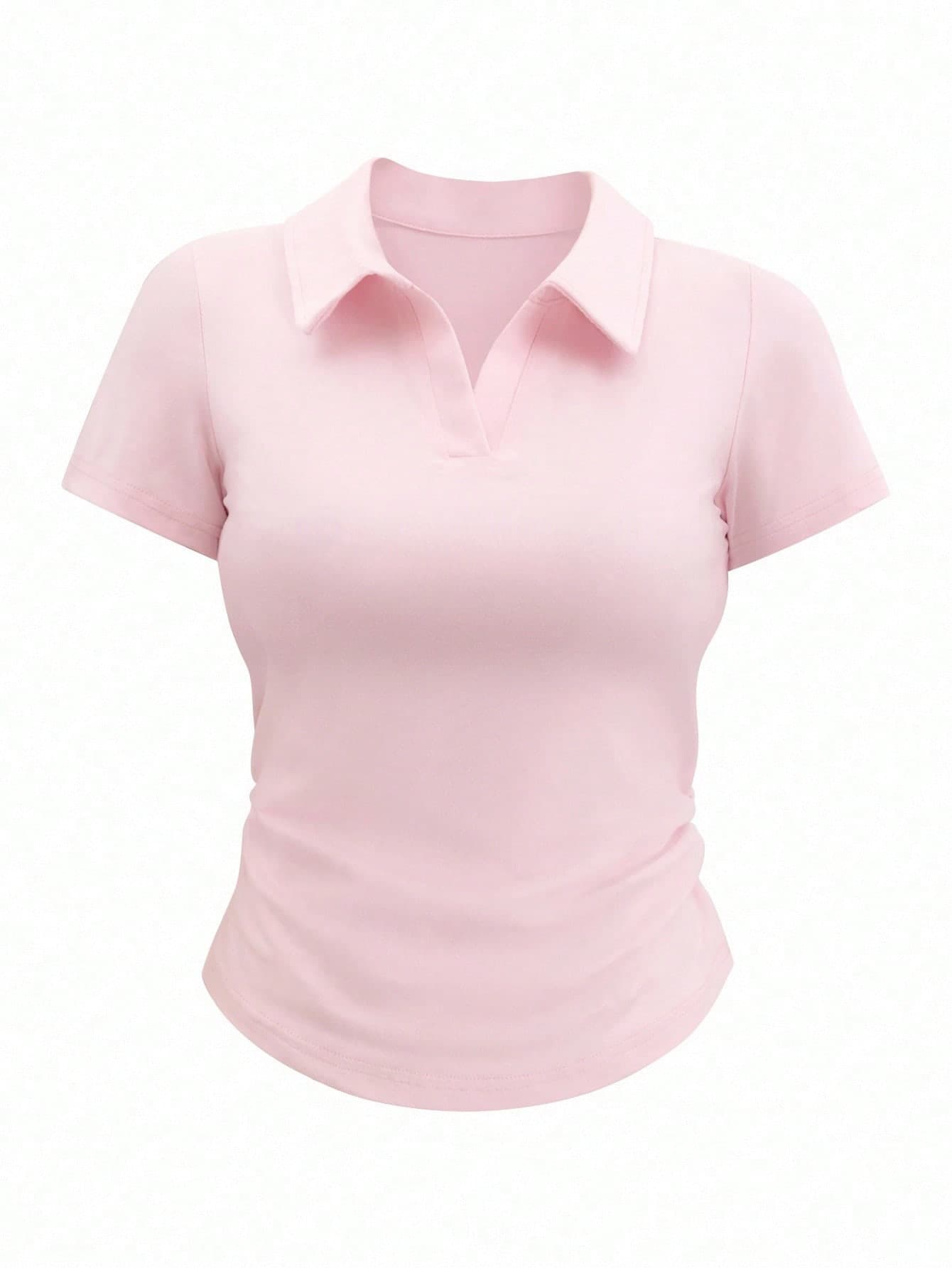 Rina Fox Women's Casual Versatile Solid Color T-Shirt, Summer