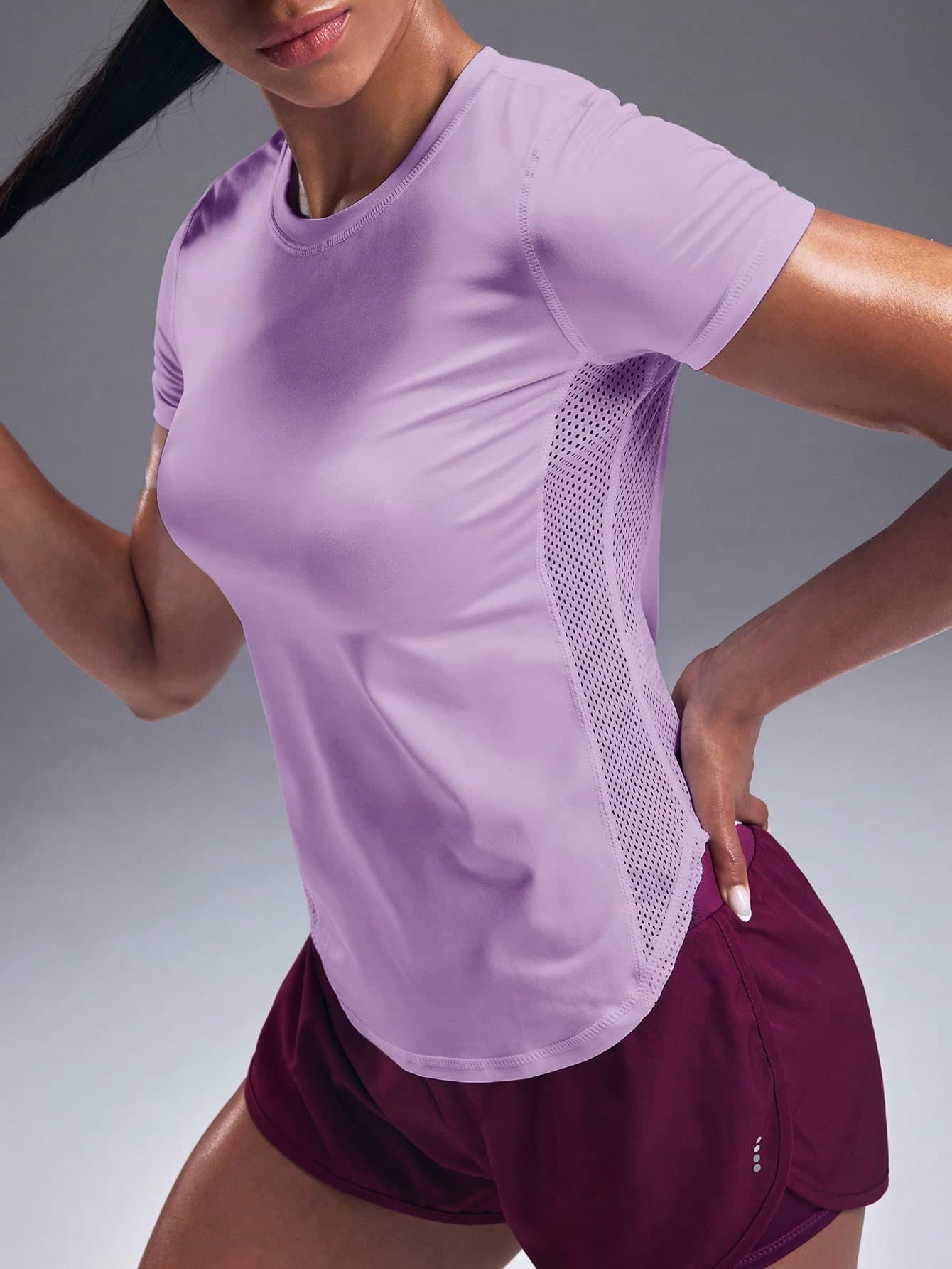 Powerista Curved Hem Solid Sports Tee Gym Women Shirts