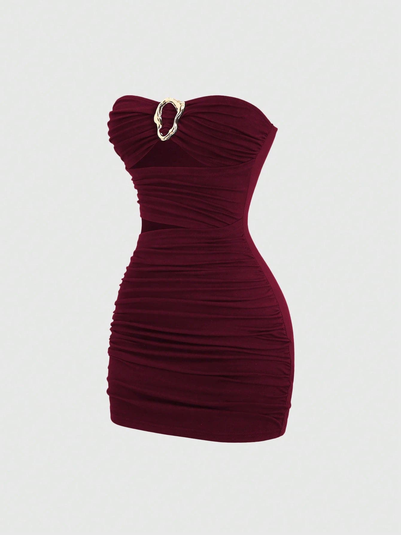 Sweetra Women's Sexy Fitted Metal Buckle Mini Dress