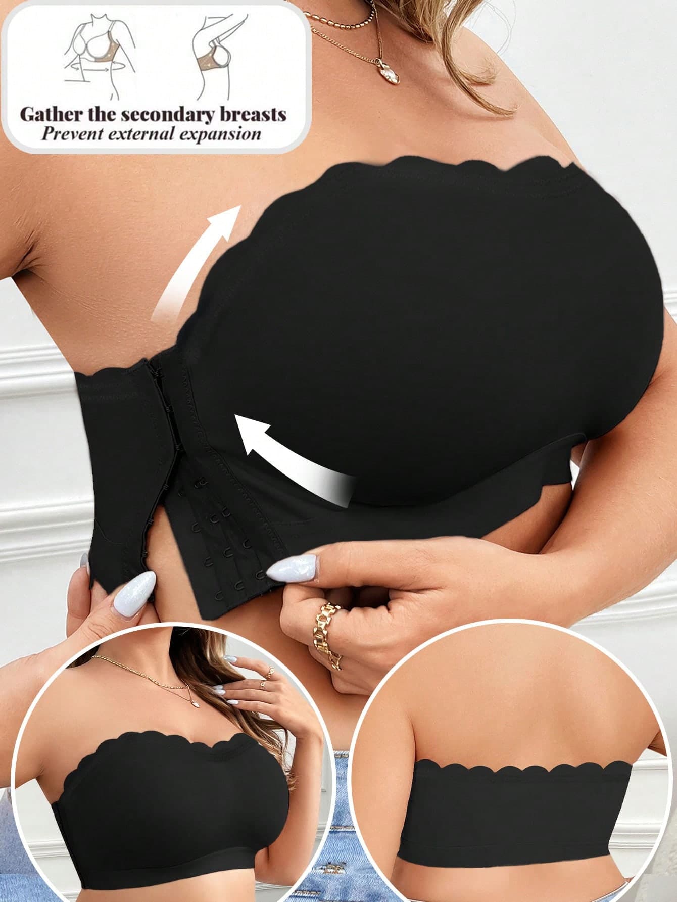 SHEIN Plus Size Solid Color Wireless Tube Top Bra