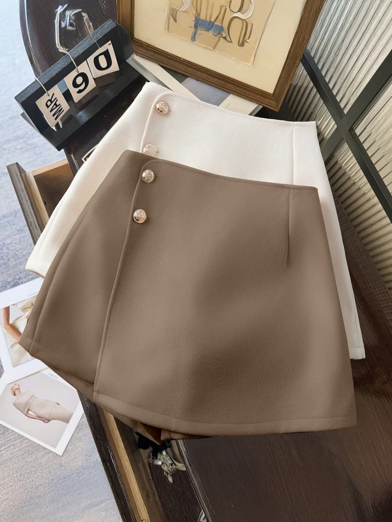 SHEIN Franclia High-End Elegant Button Design Culottes For Women