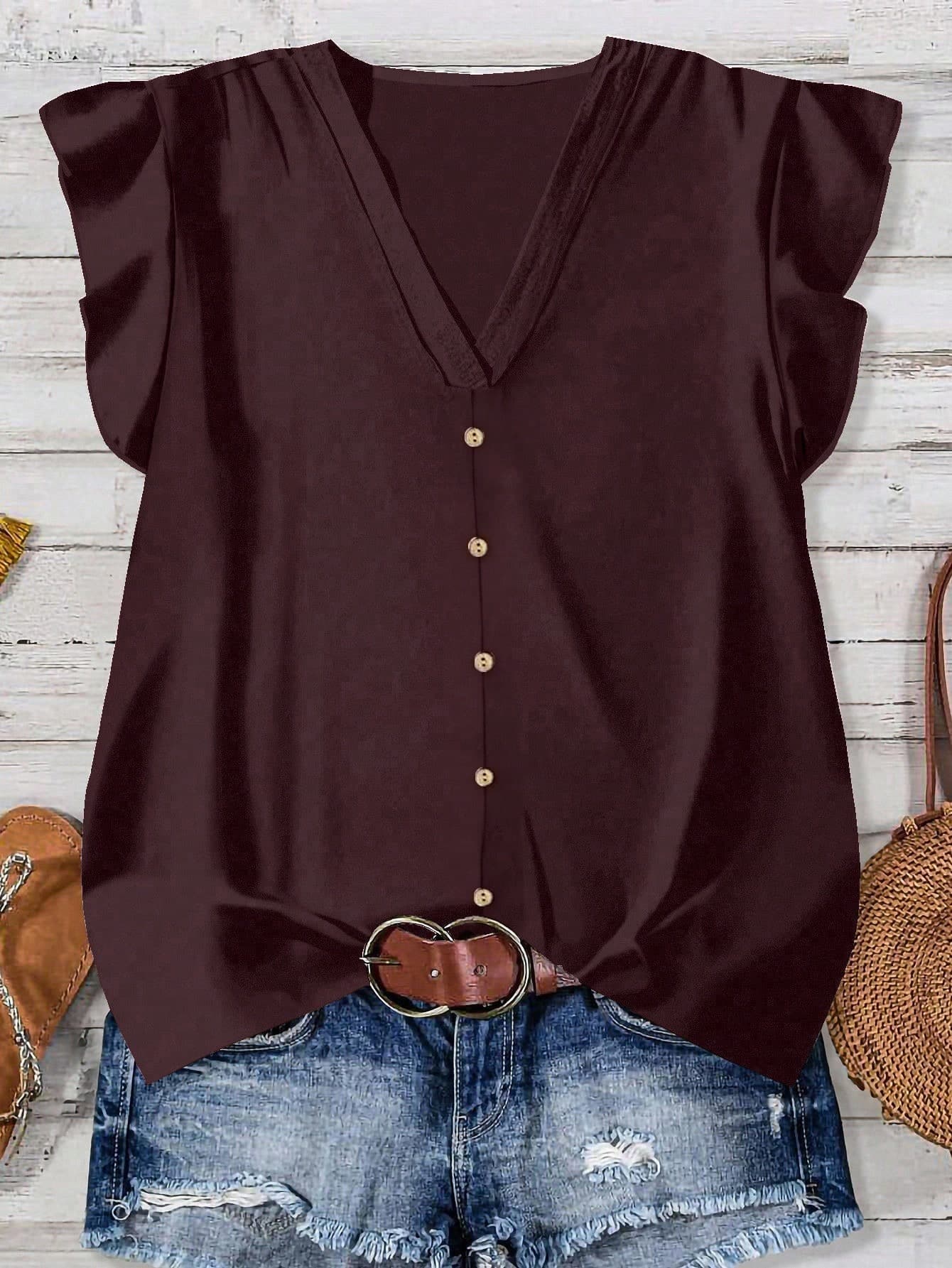 SHEIN LUNE Casual Minimalist Shirt, Suitable For Autumn/Summer Wear, Early Autumn