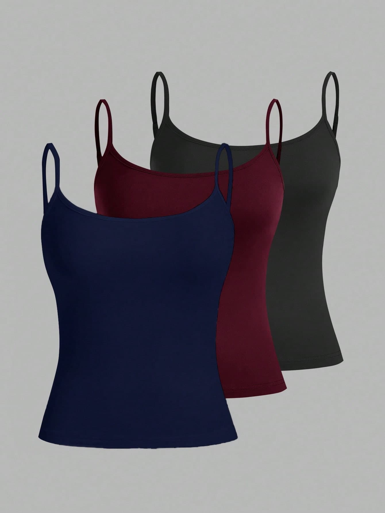 SHEIN EZwear 3pcs/Set Women's Sexy Cropped Camisole Tops, Suitable For Summer