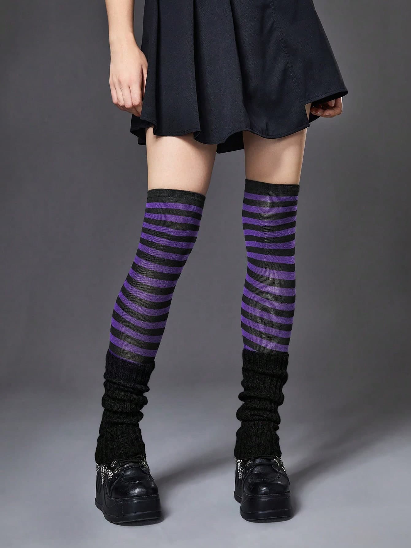 ROMWE J-Fashion Punk Style Set 2-Piece Set, Y2K Fashion Knee Socks And Leg Cover Combination,