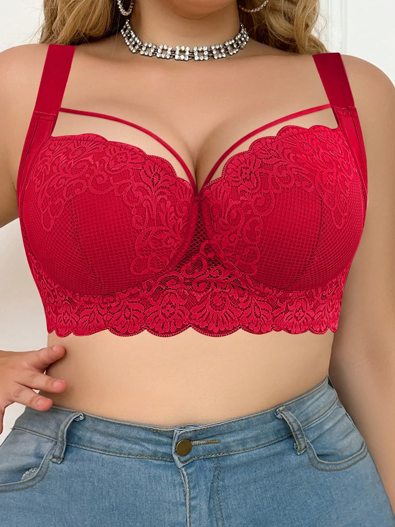 LustreForm Plus Size Women Comfortable Underwire Lace Bra