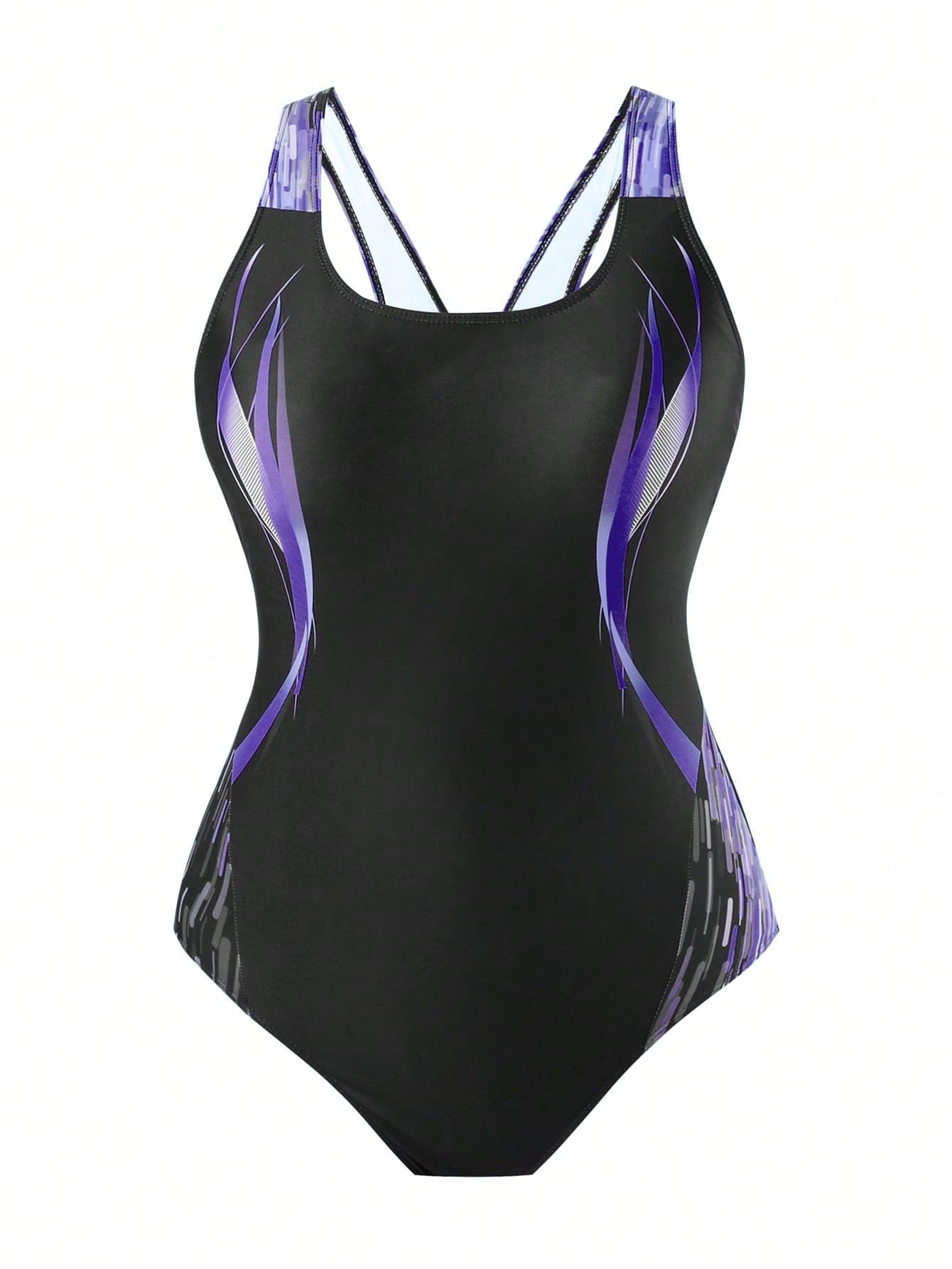 Swim SPRTY Plus Size Women One-Piece Printed Swimsuit, Fashionable All-In-One Beach Vacation Casual Swimwear