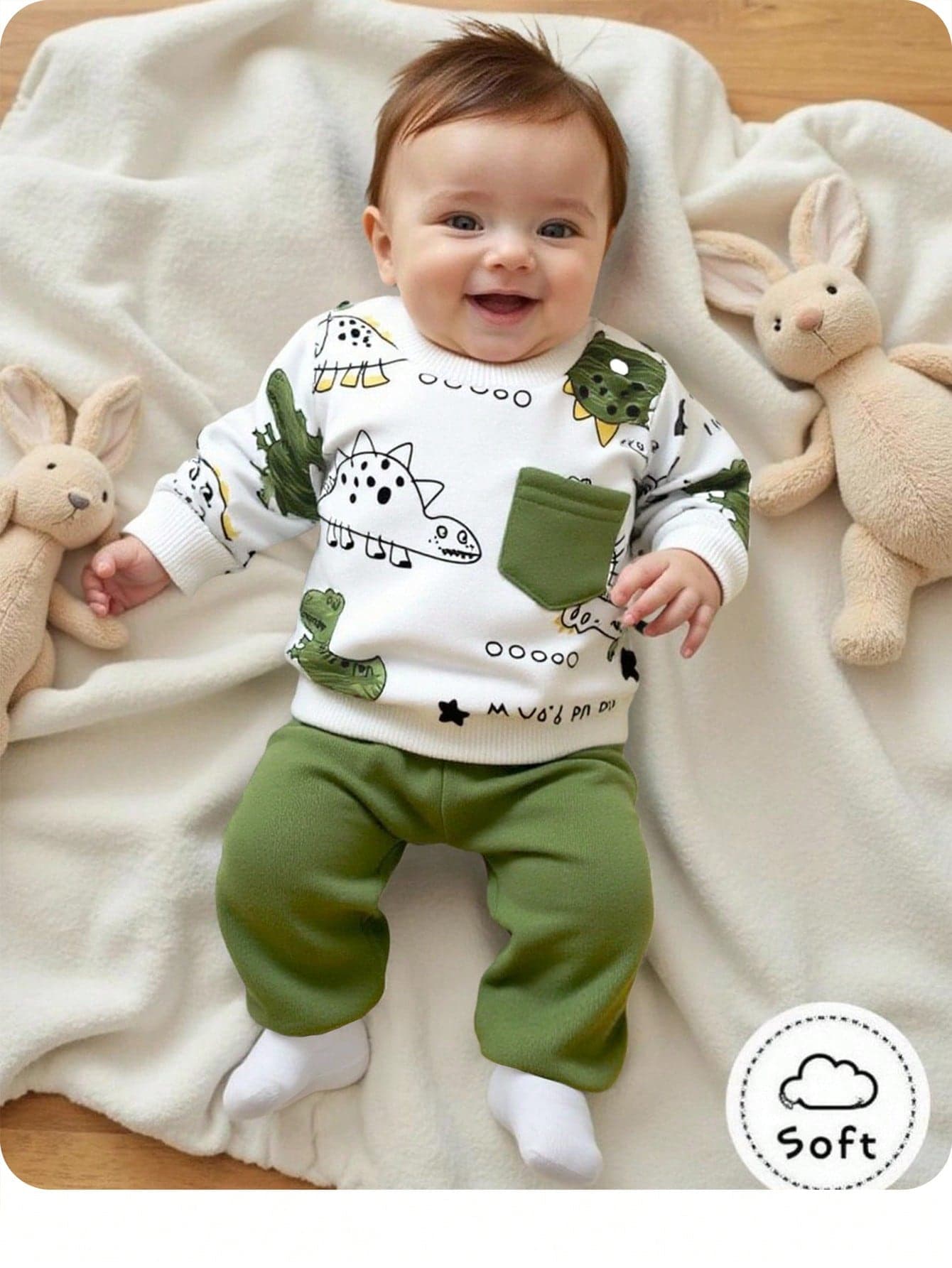 Newborn Baby Boy/Girl Cute Cartoon Pattern Long Sleeve Sweatshirt And Pants Set, Autumn/Winter