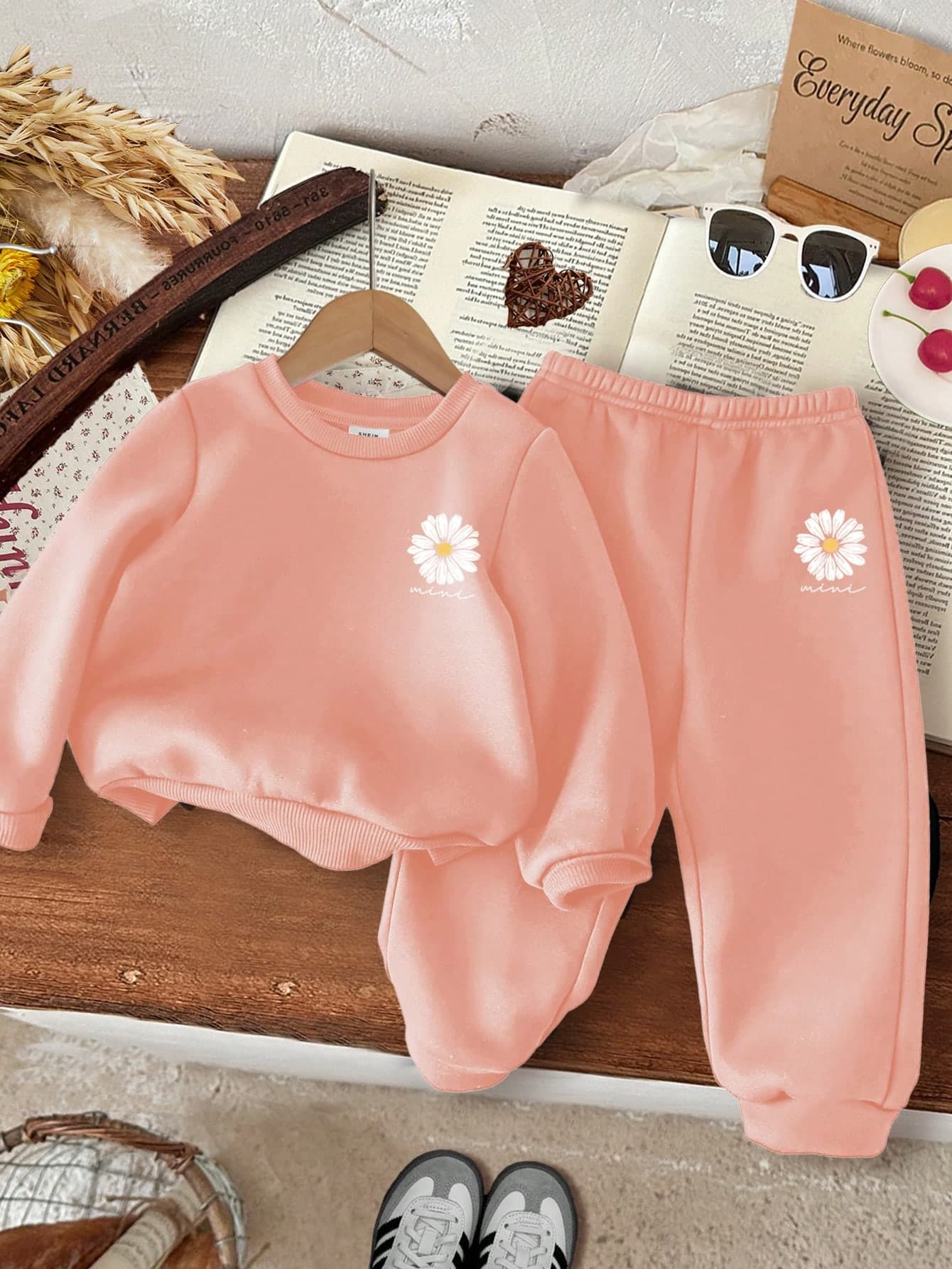 SHEIN Happikins Baby Girl Knitted Soft Pullover Thick Hoodie Set, Suitable For Autumn/Winter