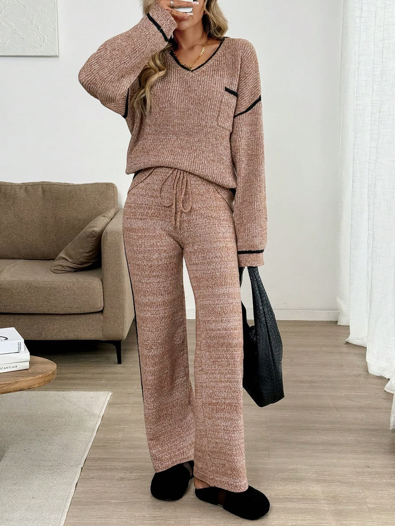 SHEIN LUNE New Elegant Button Decor Pullover Sweater, Minimalist European & American Style Fashion Knit Top