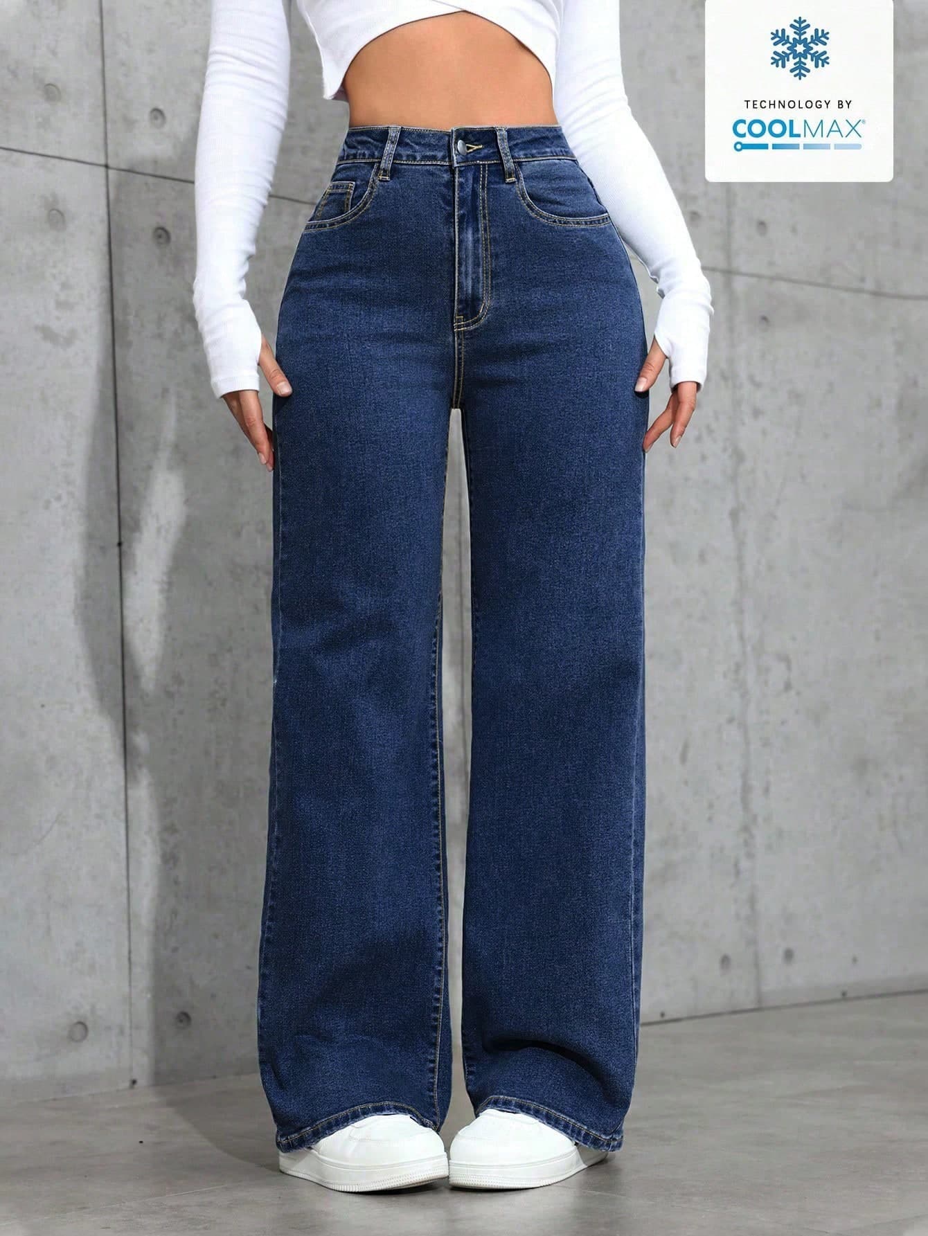 SHEIN ICON Women's Straight-Leg Loose Casual Jeans With Pockets, Versatile