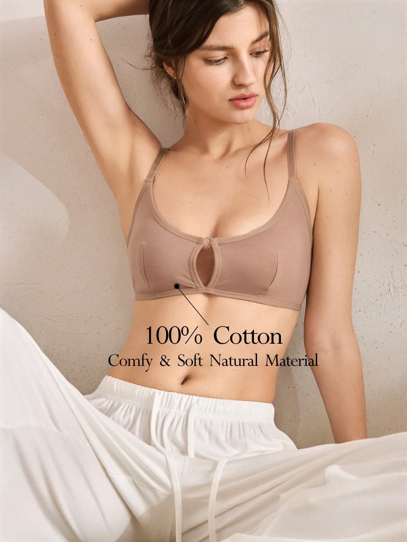Ocili 100% Cotton Front Closure Minimalist Quality Comfortable Soft Front Closure Women Bra