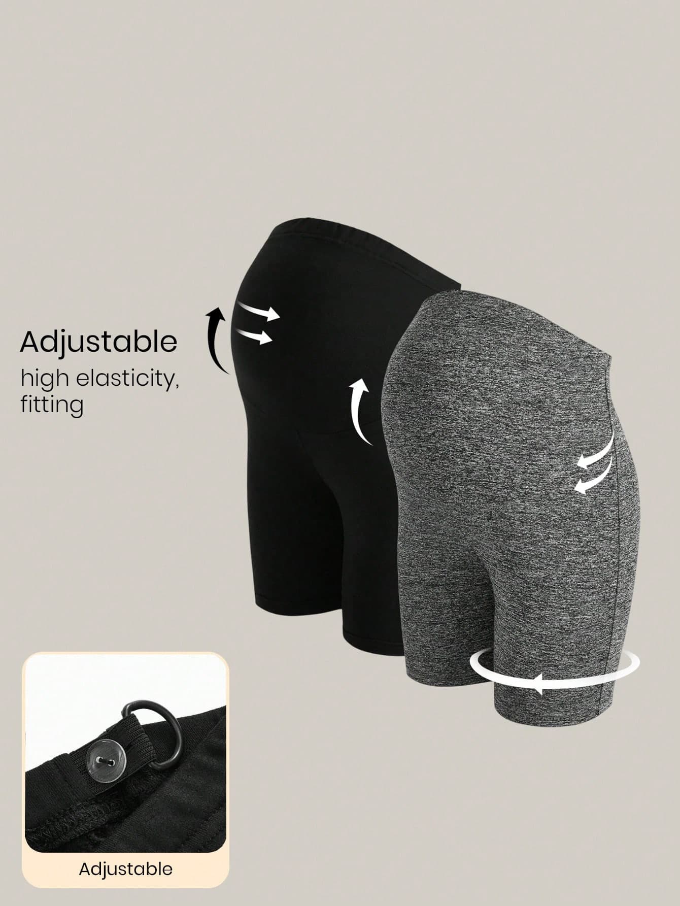 SHEIN 2pcs/Set Maternity Knitted Short Tight-Fitting Maternity Leggings Shorts World Cup