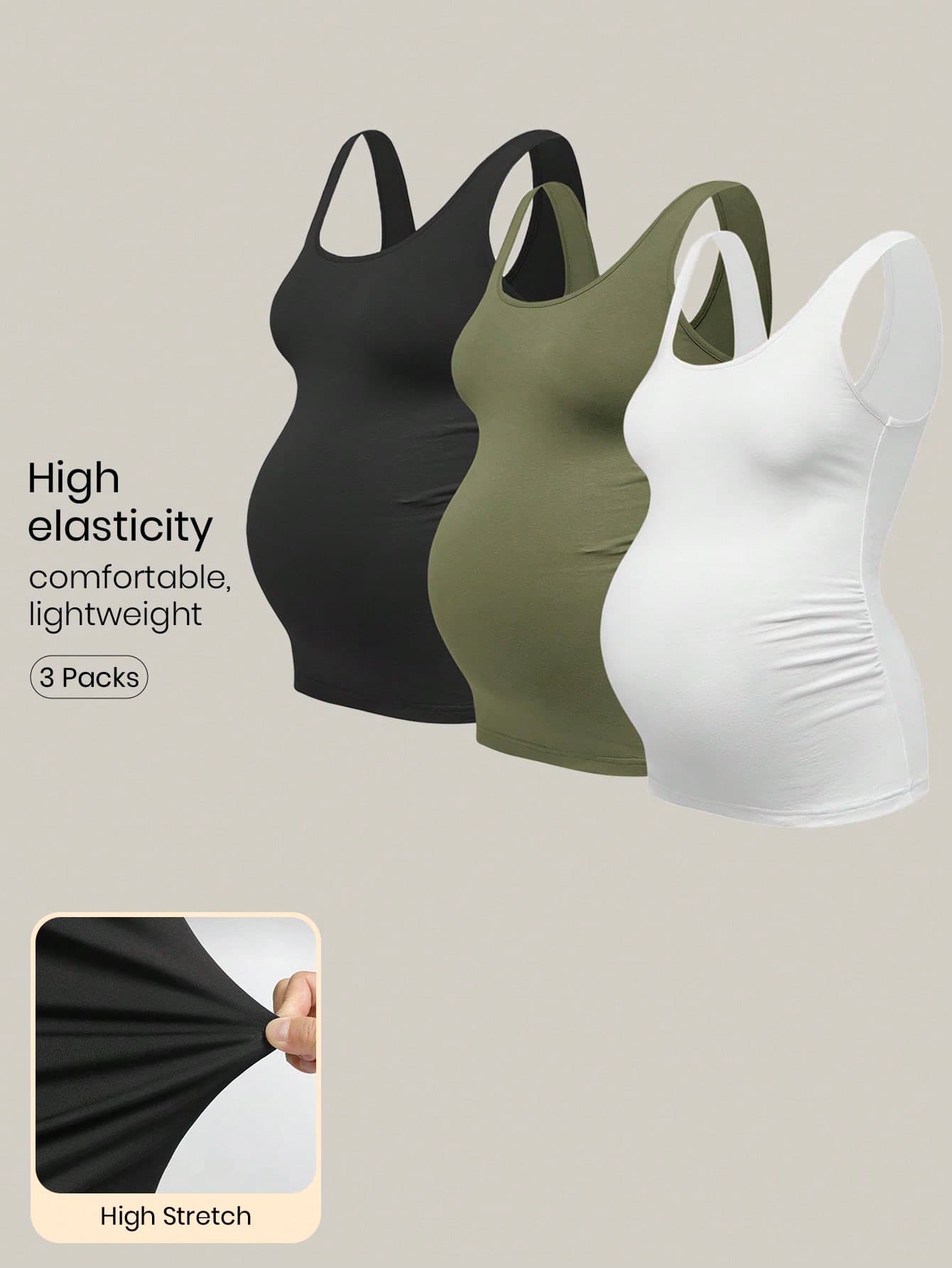 Modmama Maternity Summer Urban Leisure Shoulder Strap Scoop Neck Slim Multi-Colored Tank Top