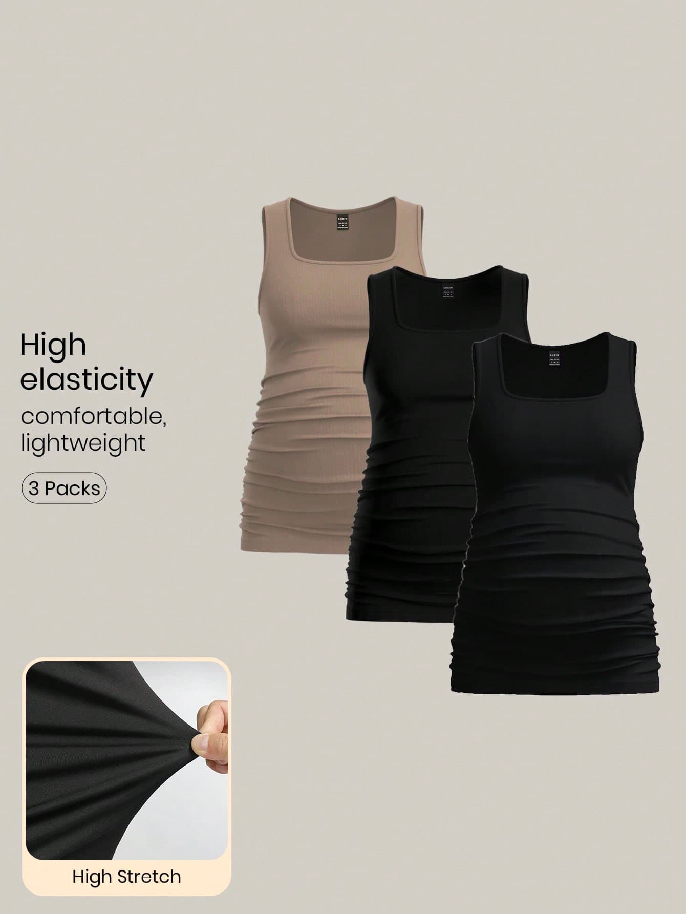 Modmama 3pcs Maternity Women's Solid Color Tank Tops, Casual & Simple, Perfect For Summer Top Women Nursing