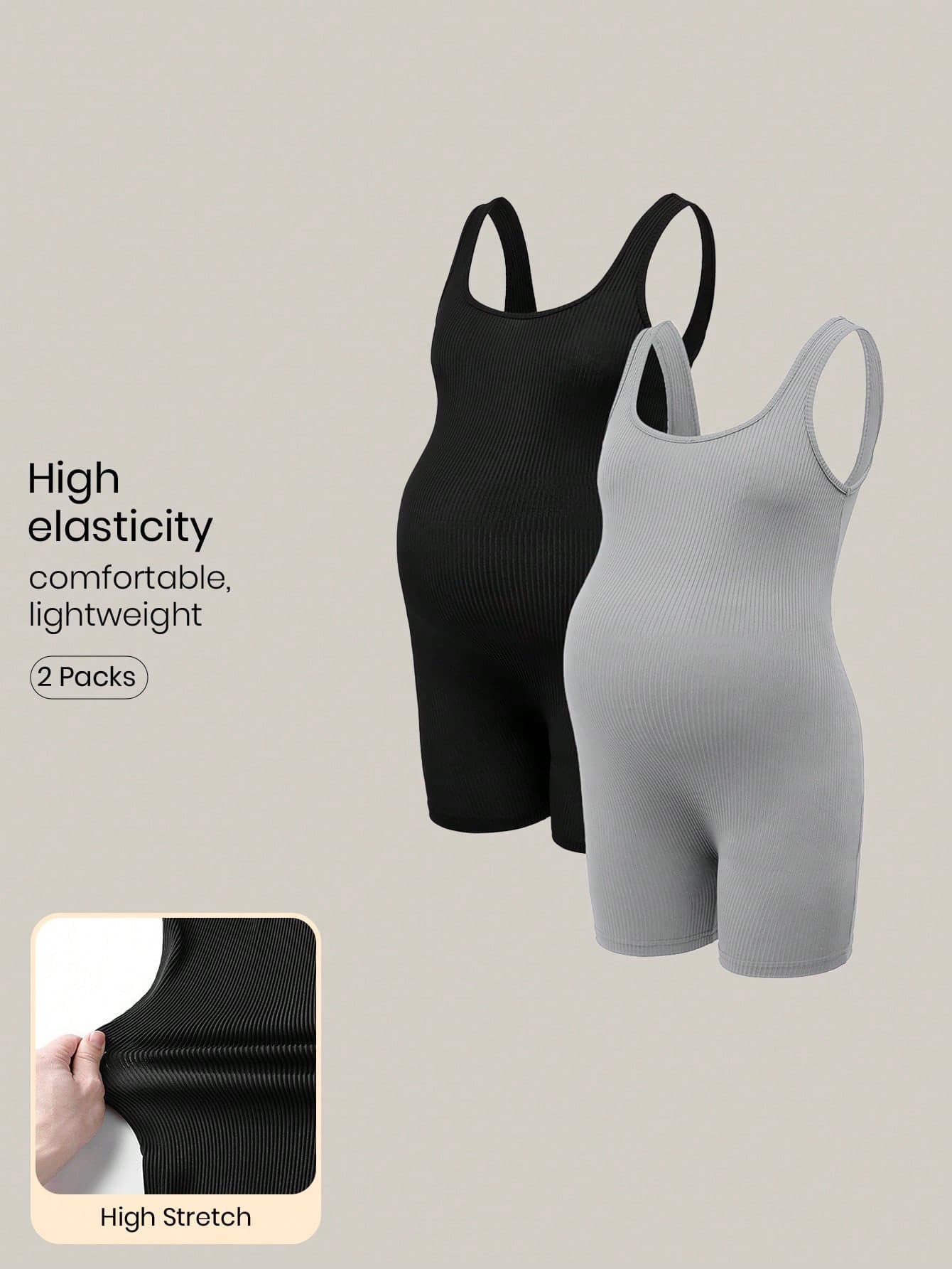 Modmama Pregnant Women Solid Color Sleeveless Slim Fit Romper, Summer