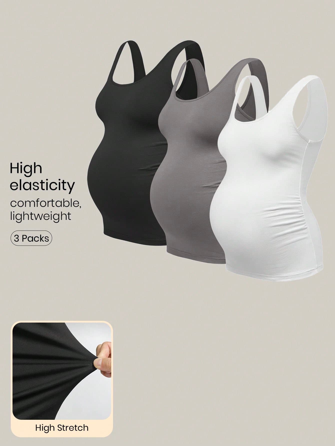 Modmama Maternity Summer Casual Shoulder Strap Scoop Neck Tight Tank Top, Multiple Colors
