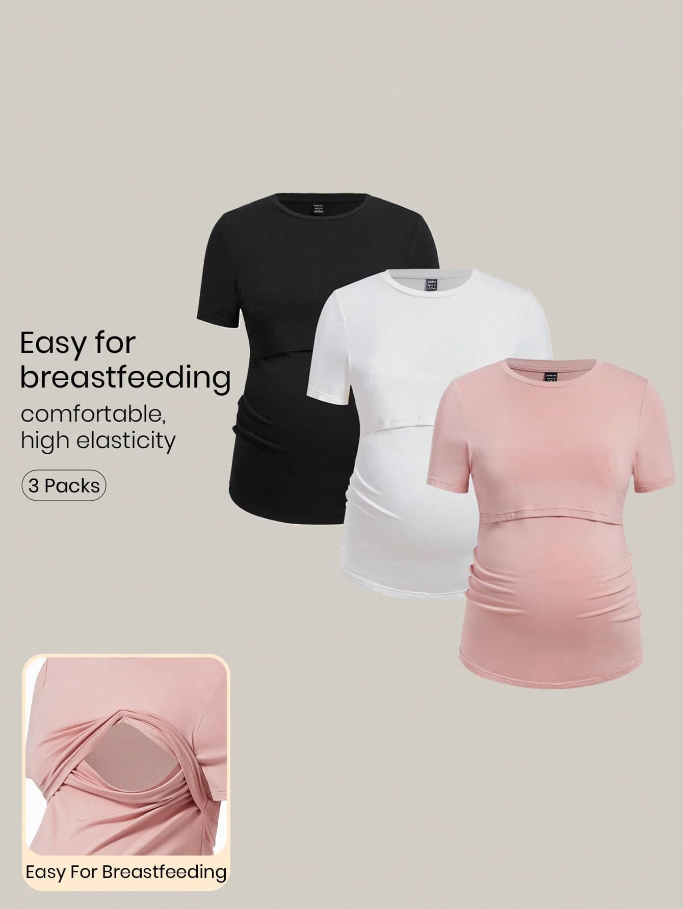 Modmama Maternity Solid Color Nursing T-Shirt