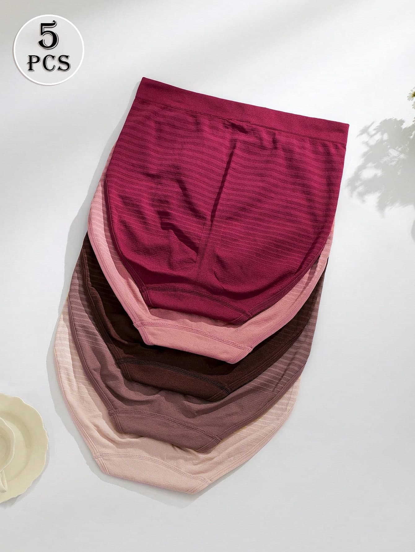 Women Comfy Stretch High Waisted Striped Seamless Full-Coverage Panties
