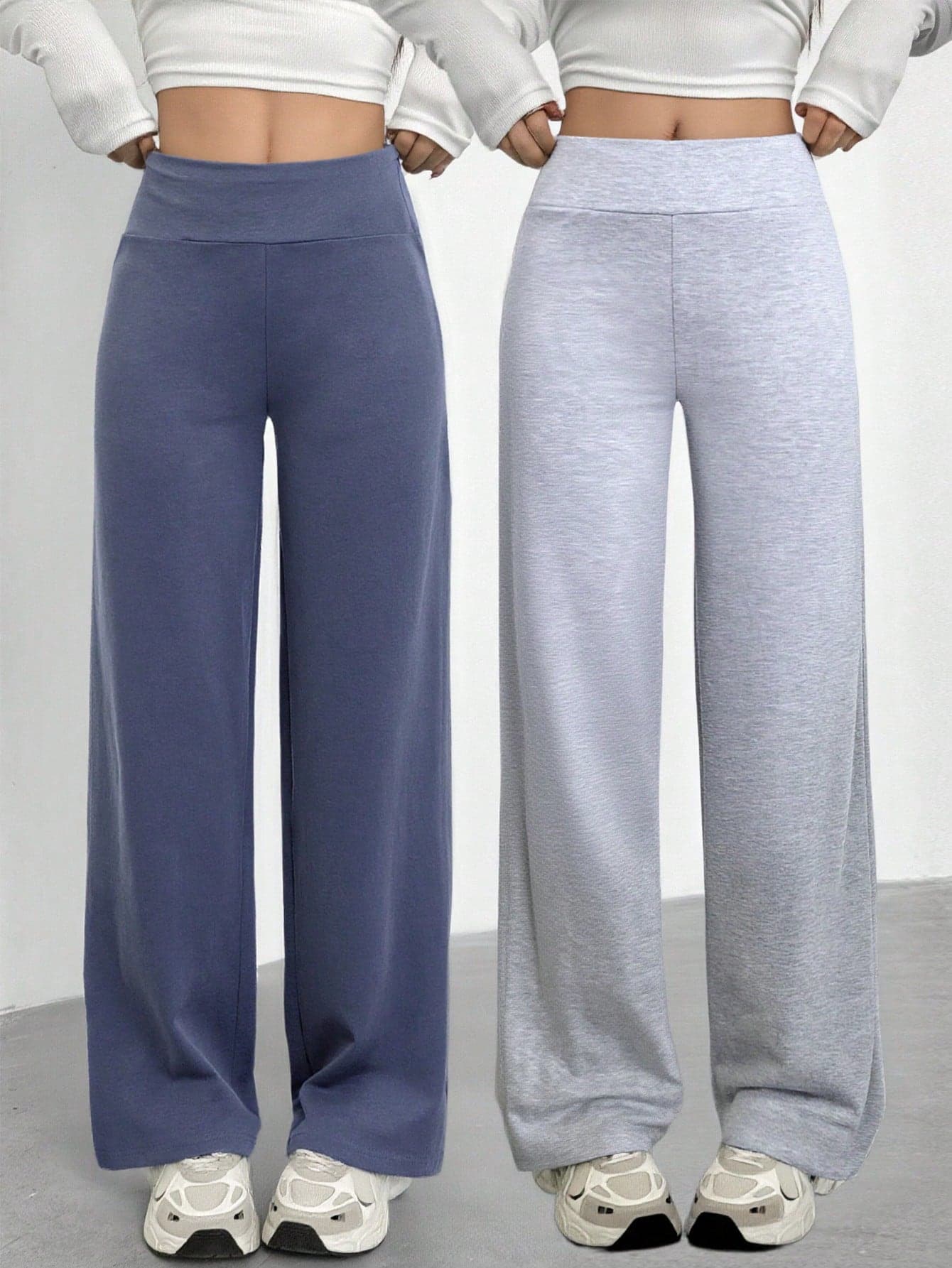 SHEIN 2pcs/Set Teen GirlCasual All-Match Versatile Daily Wear & School Loose Waist Straight Leg Sweatpants, Autumn/Winter