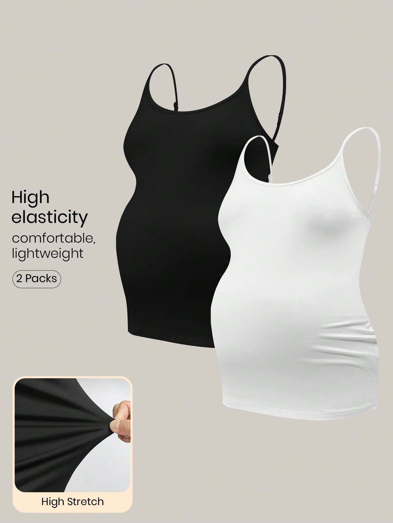 Modmama Maternity Solid Color Slim Fit Casual Spaghetti Strap Camisole & Strap Tank Top