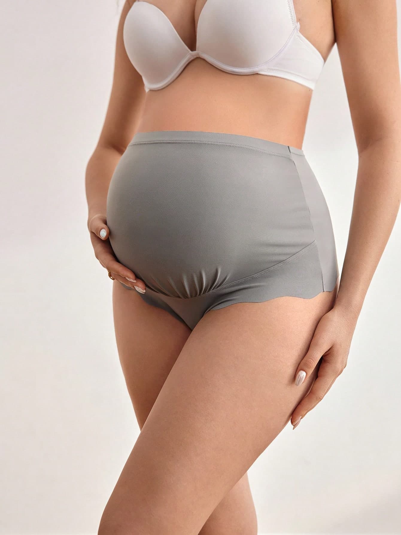 Moonlight&Mama 1pc High Waist Comfortable Seamless Maternity Thong Panty, Dark Gray