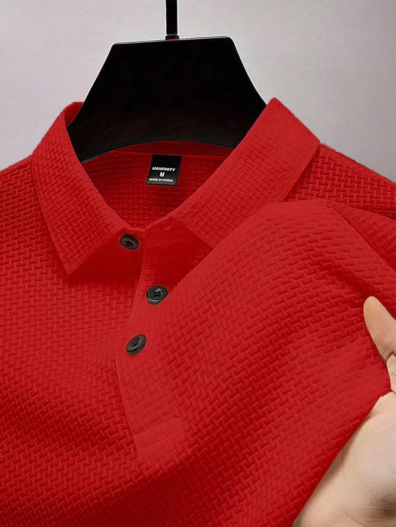 Manfinity Homme Men's Solid Color Short Sleeve Casual Office Polo Shirt, Formal
