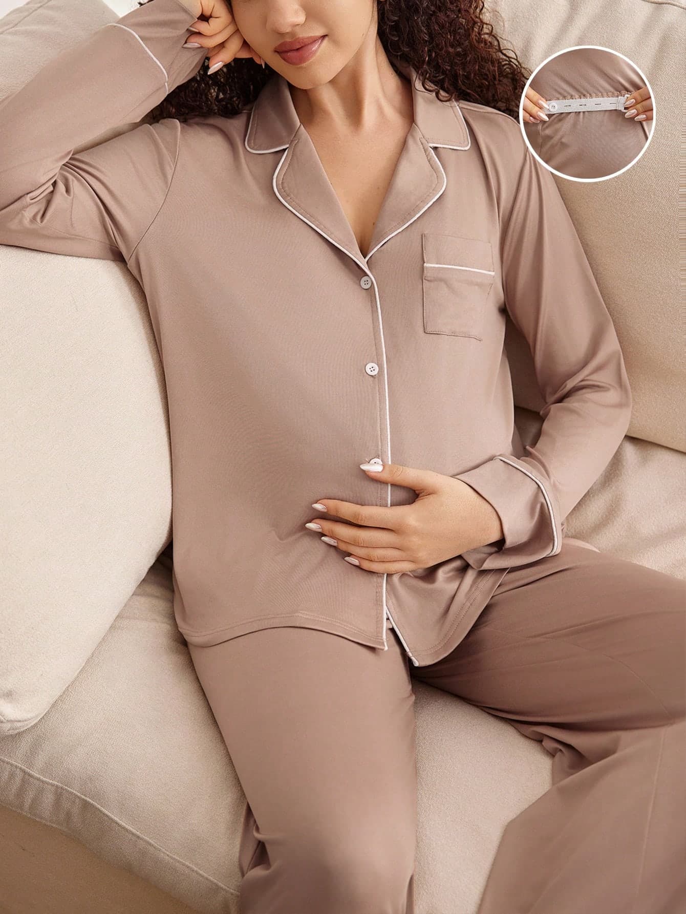 Moonlight&Mama Casual Basic Fashion Maternity & Nursing Pajamas, Winter