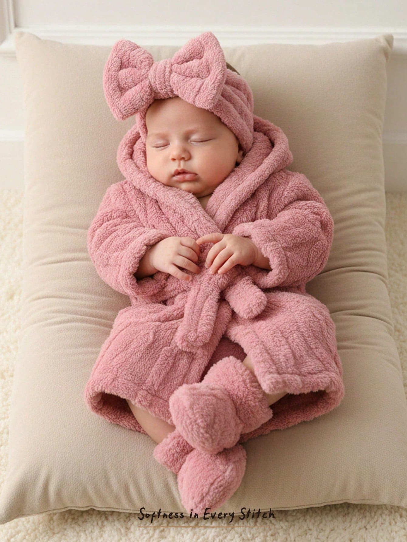 Cozy Pixies Newborn Baby Boy/Girl Hooded Long Sleeve Fleece Robe With Tie Autumn Winter