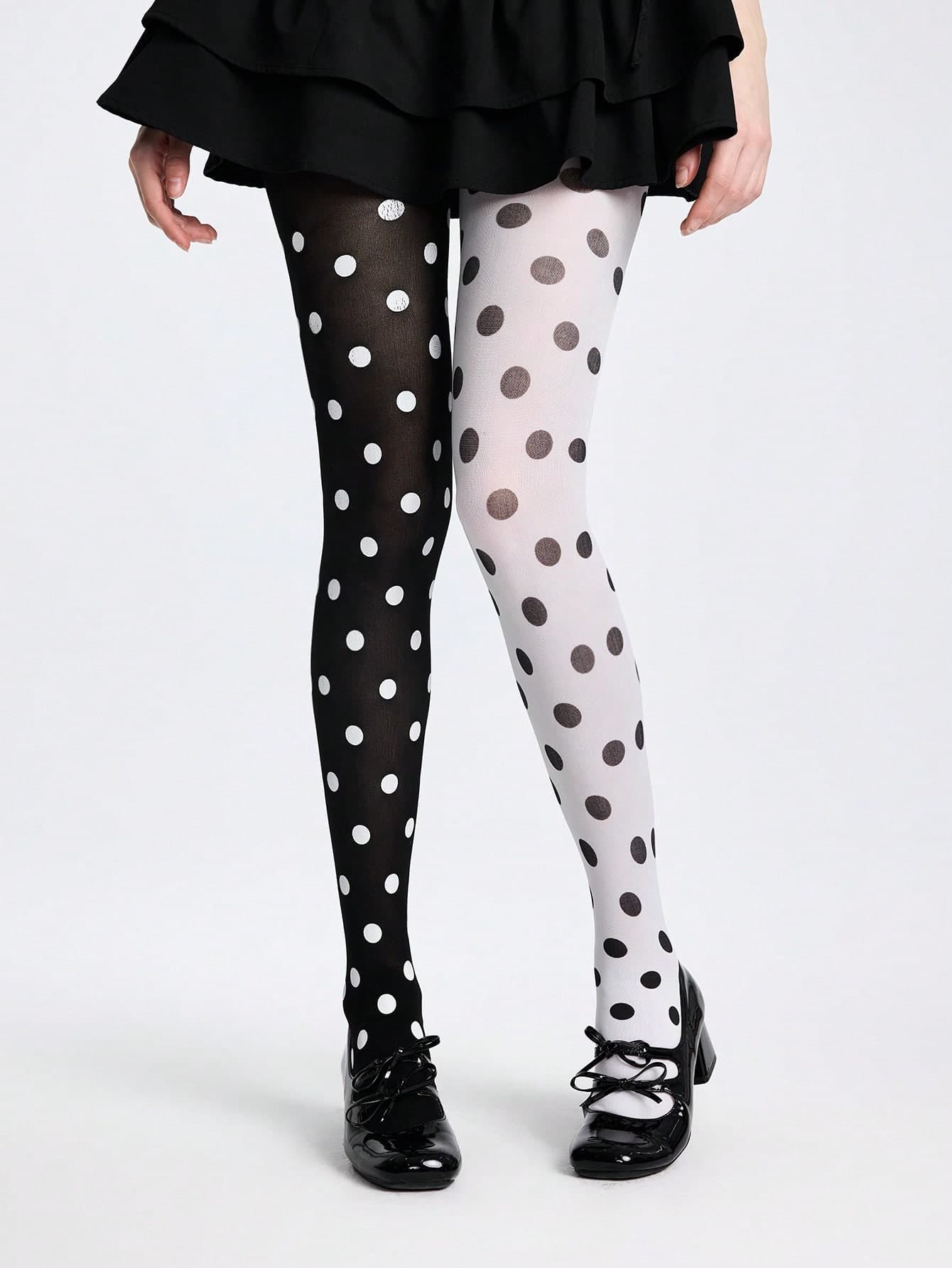 ROMWE Grunge Punk 1 Pair Gothic Punk-Style Black & Striped Tights, Halloween