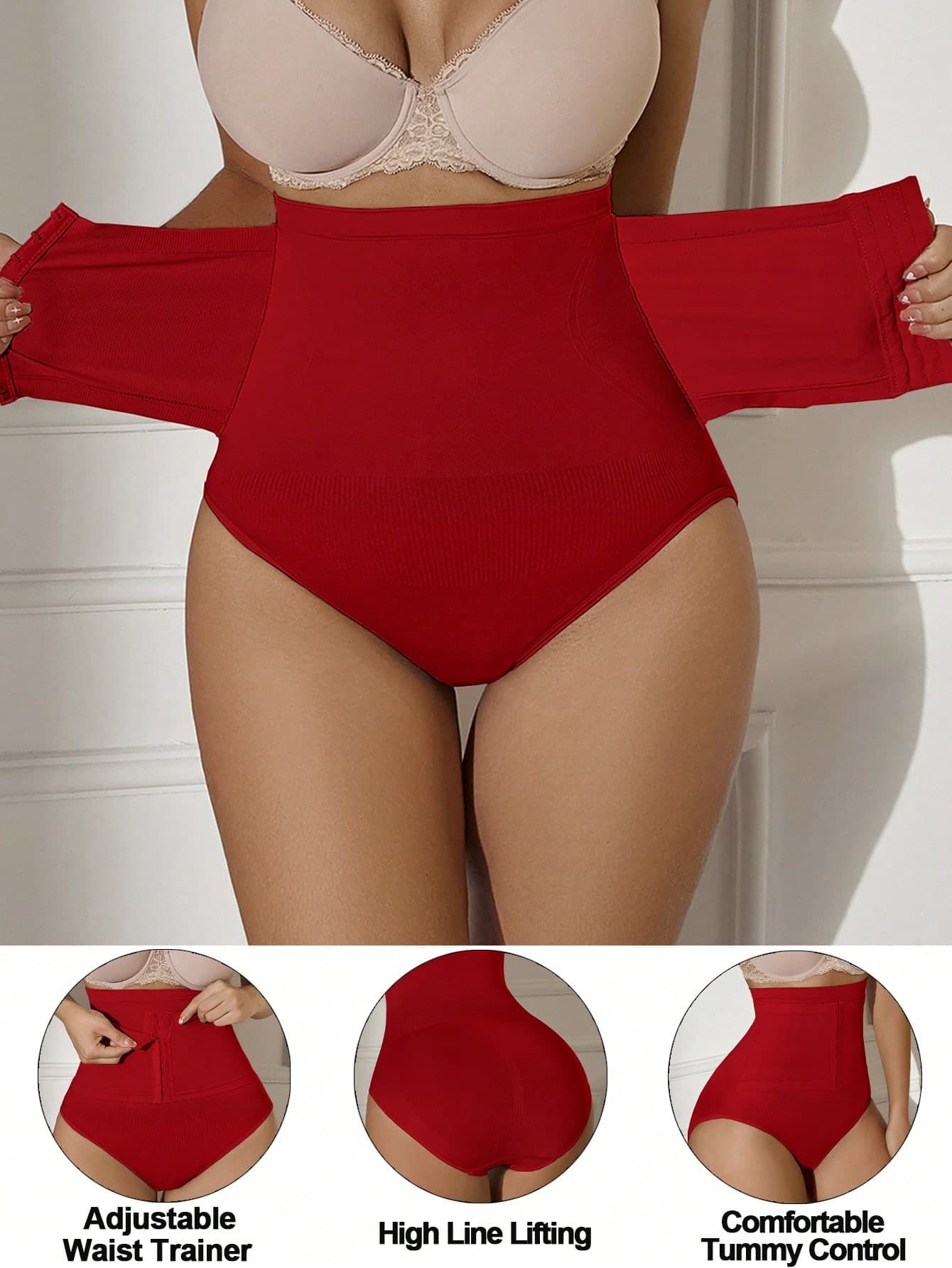 SHEIN 1pc Seamless High Waist Abdomen Control Waist Lifting Shaping Briefs With Front Opening Hook