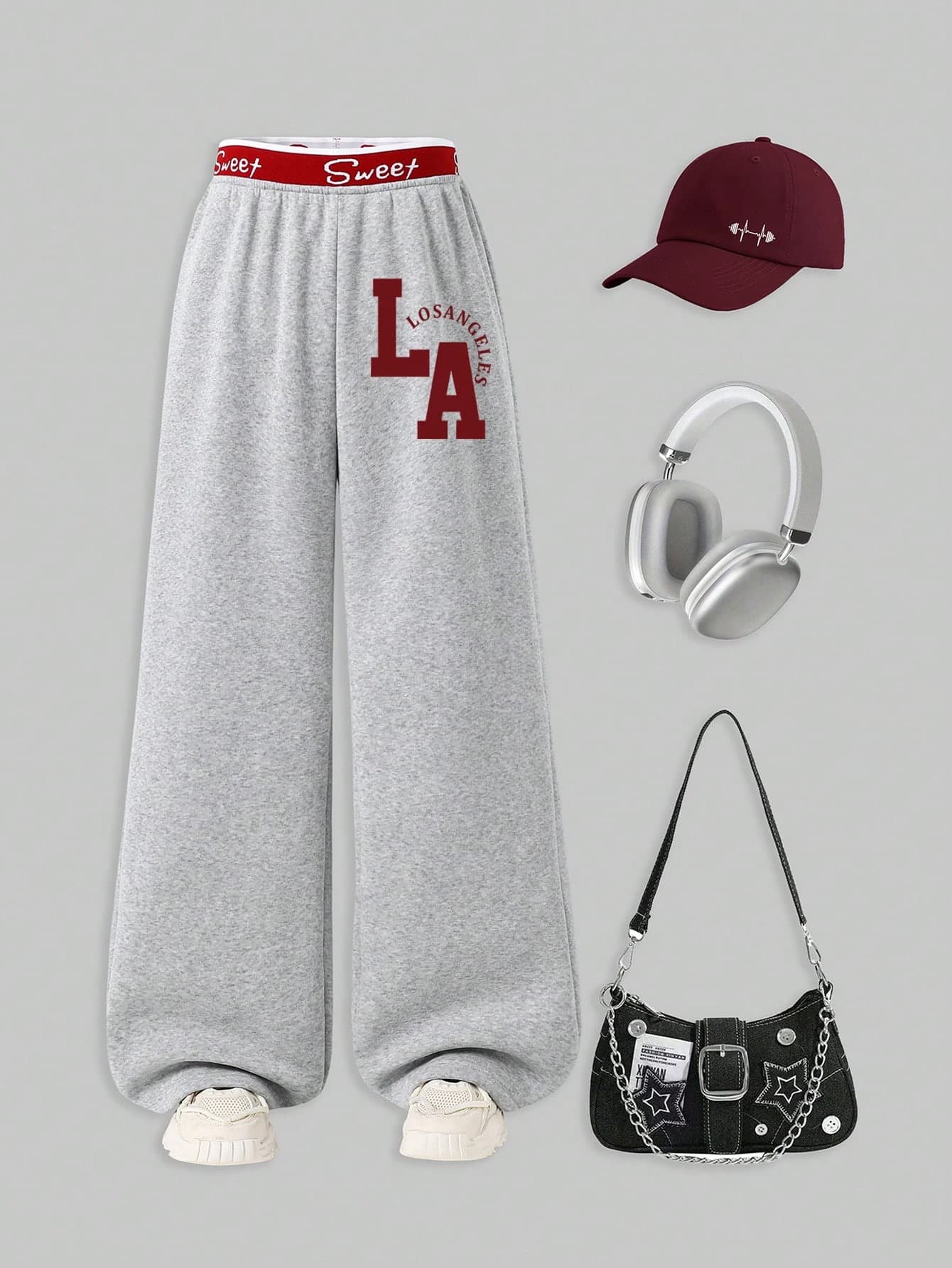 SHEIN Sparklyn Teen Girl Loose Colorblock Letter Graphic Straight Leg Sweatpants,Back-To-School Athletic Winter Casual Pants For Street Photography,School Outings