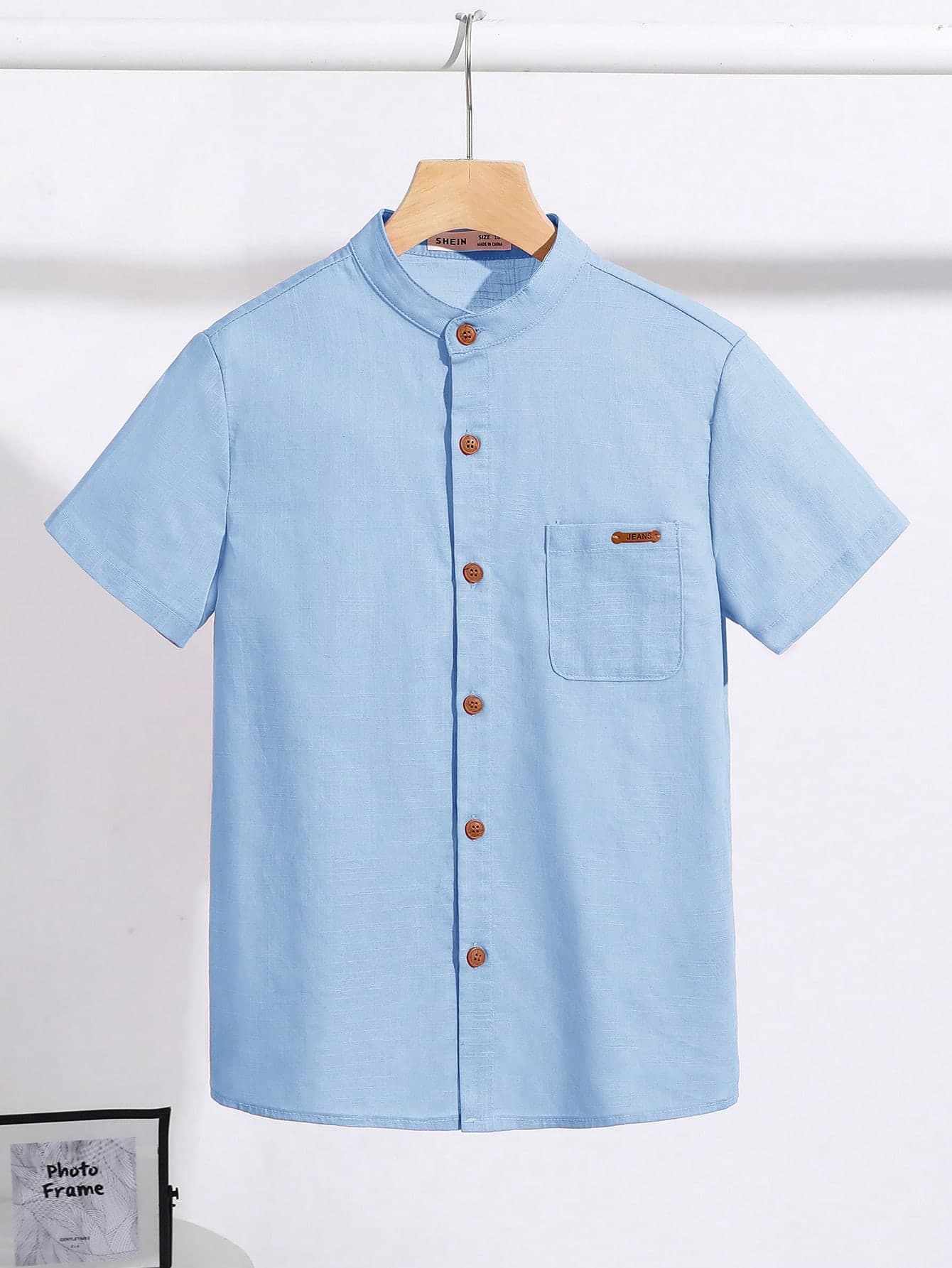SHEIN Tween Boy Casual Loose Comfortable Short Sleeve Contrast Color Button-Up Shirt