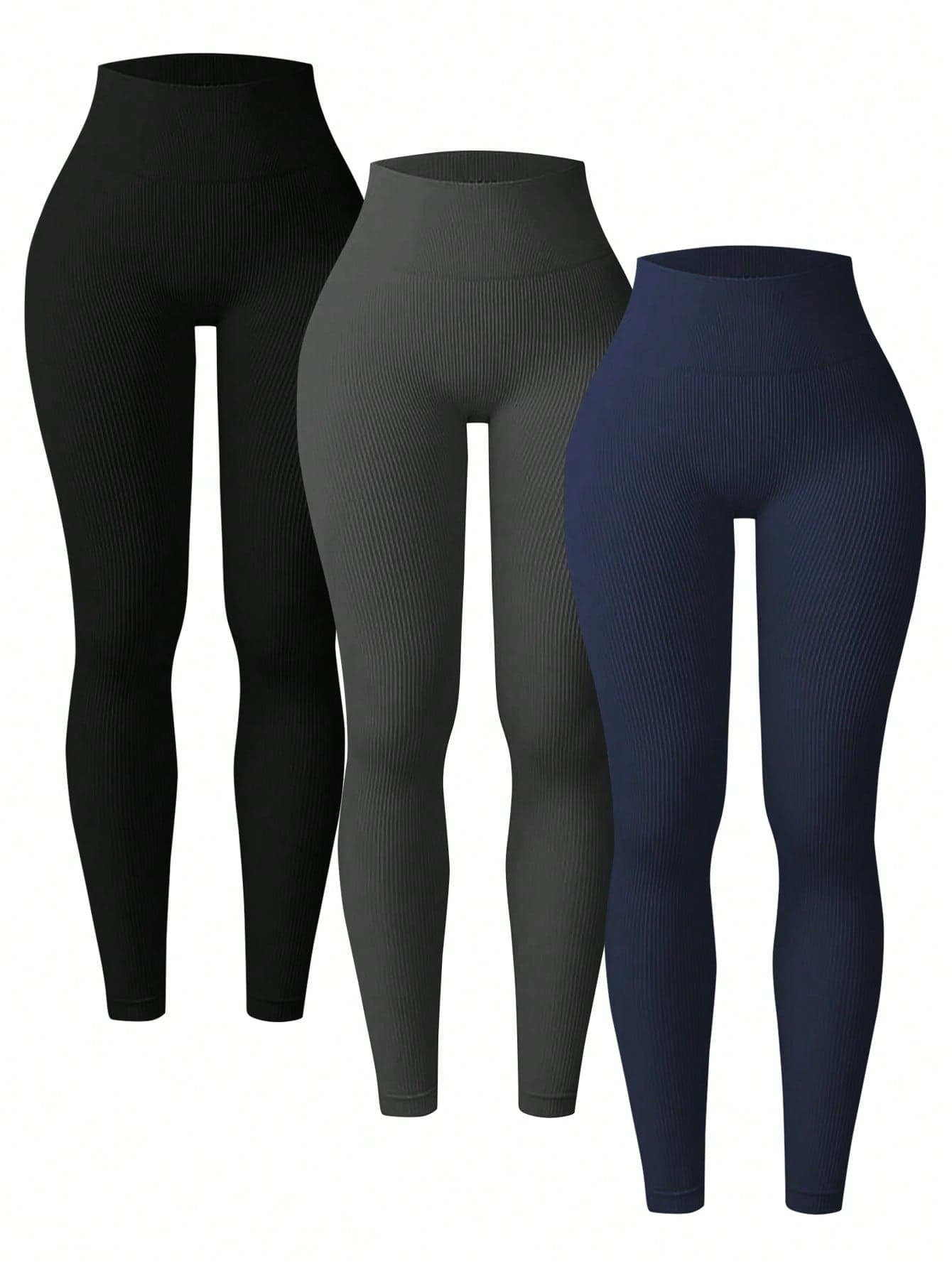 Velisys Velisys 3 Packs Ribbed Seamless Leggings  Women,No See-Through High Waisted Tummy Control Yoga Pants  Workout Athletic Running Cycling Pickleball Casual