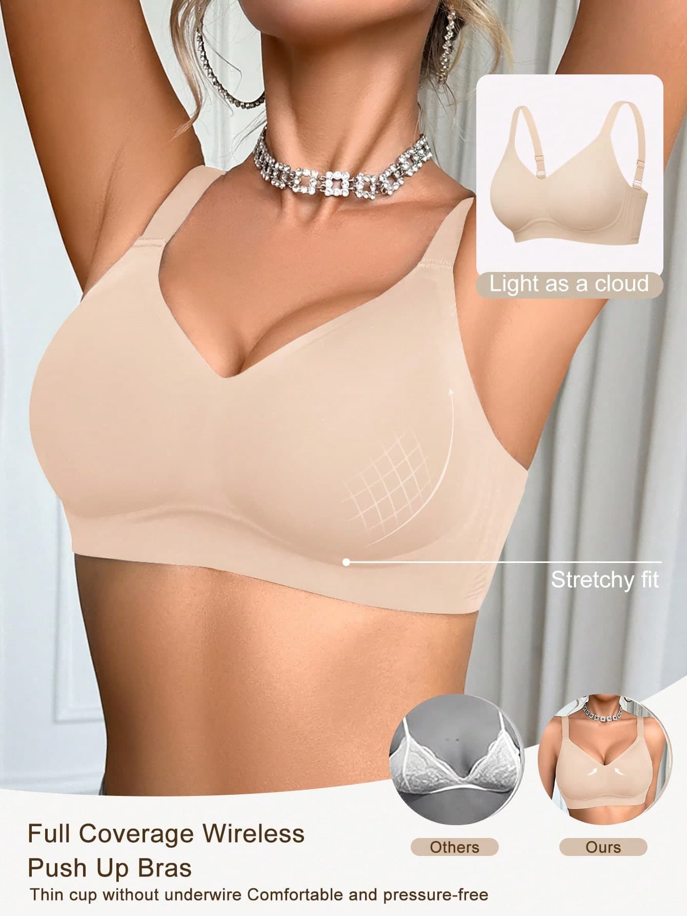 1pc Women's Minimalist Comfortable Seamless Jelly Gel Wireless Bra With Removable Pads
