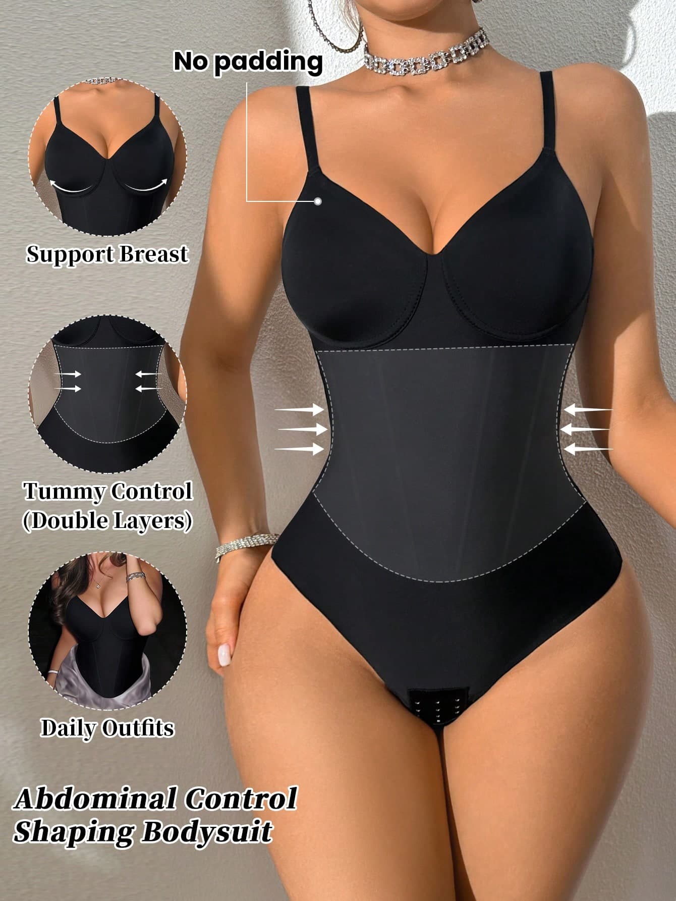 SHEIN 1pc Women Seamless Shapewear, Waist Cincher With Double Layer Compression, Comfortable Daily Wear With Snap Closure