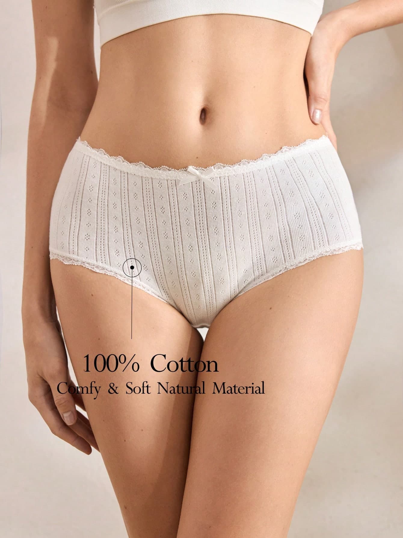 Ocili Women's Contrast Lace Bow Decor Briefs