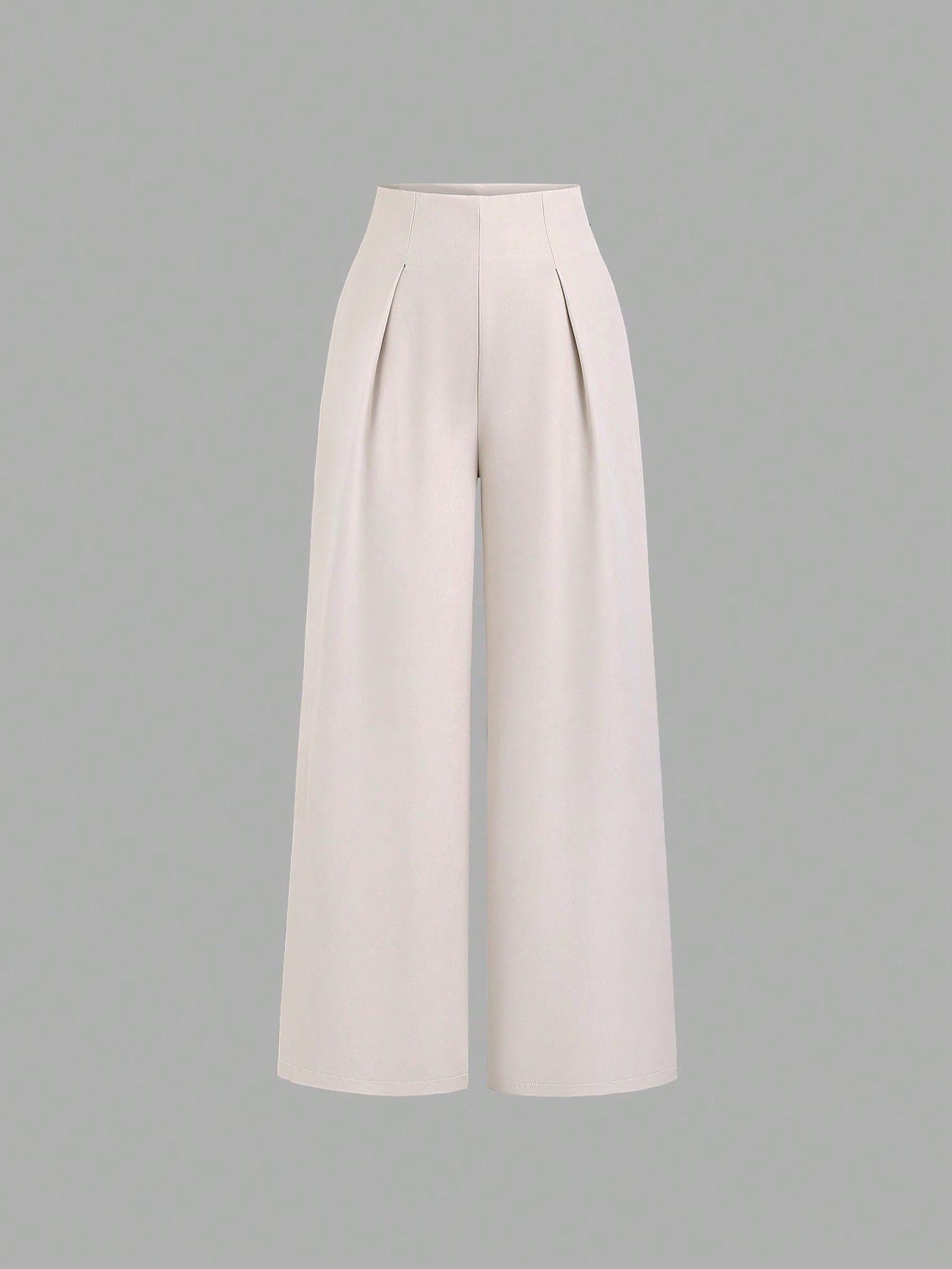 SHEIN Clasi Women Wide Leg Casual Pants With Textured Solid Color Fabric Fall Cloth For Women ,Petite Women