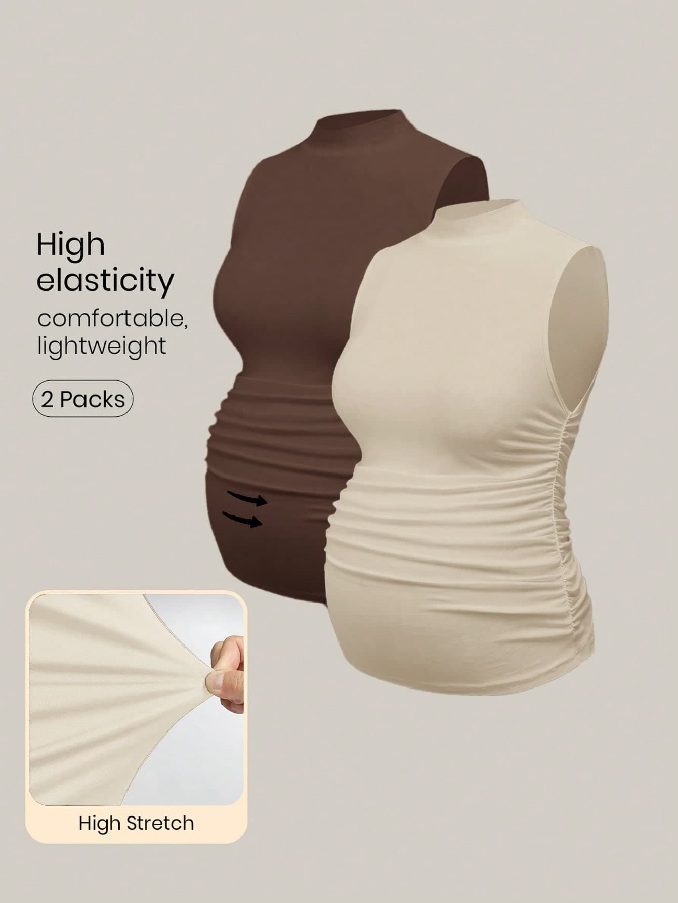 Modmama Maternity Casual Solid Color Ruched Fitted Tank Top Nursing Top Maternity Tops Pregnancy Shirts Curve Maternity Clothes Maternity Shirts For Women