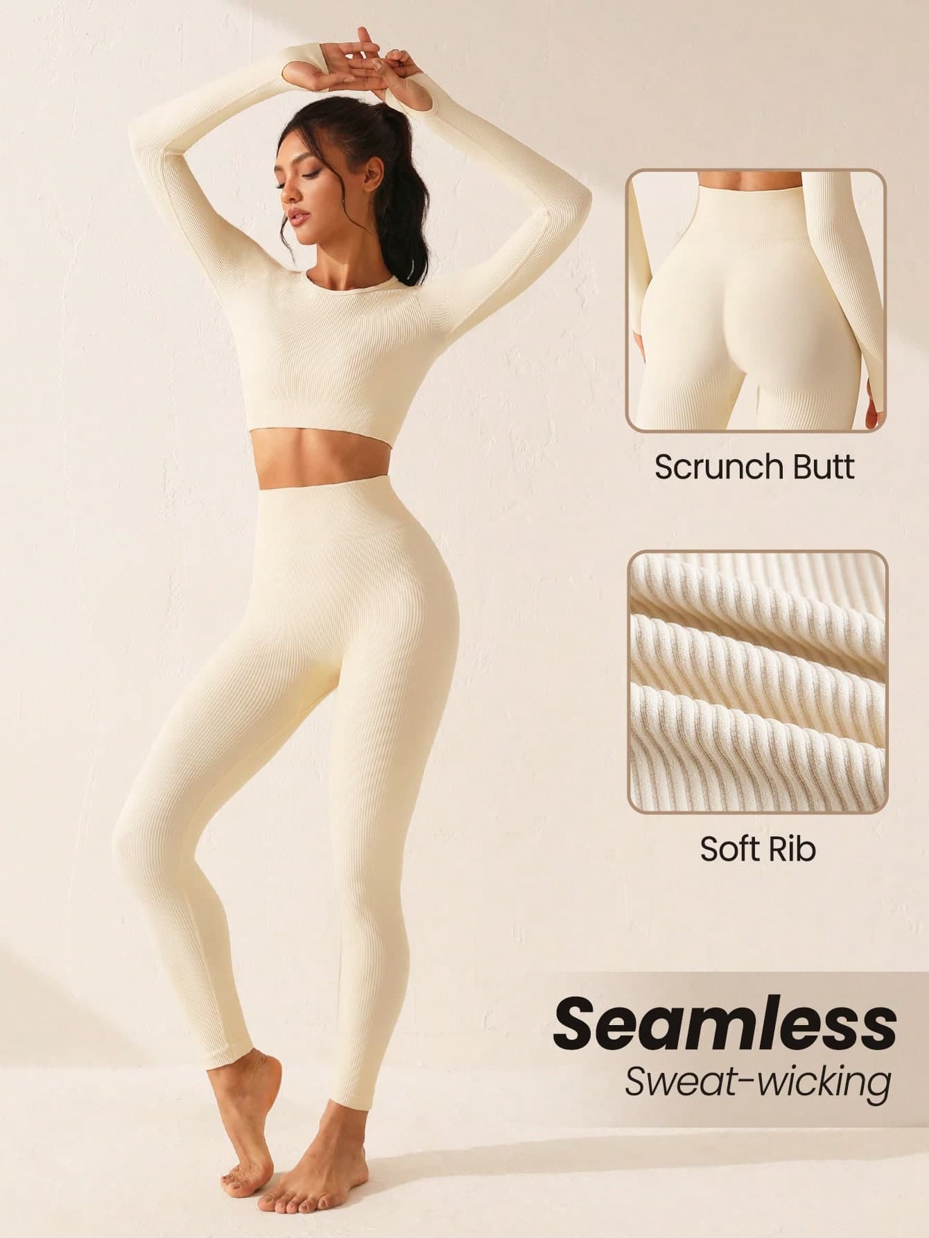 SHEIN Sovereign Charm Seamless& High Elastic Women's Sports Suit Outfit Set Workout Women Set Women Leggings Set