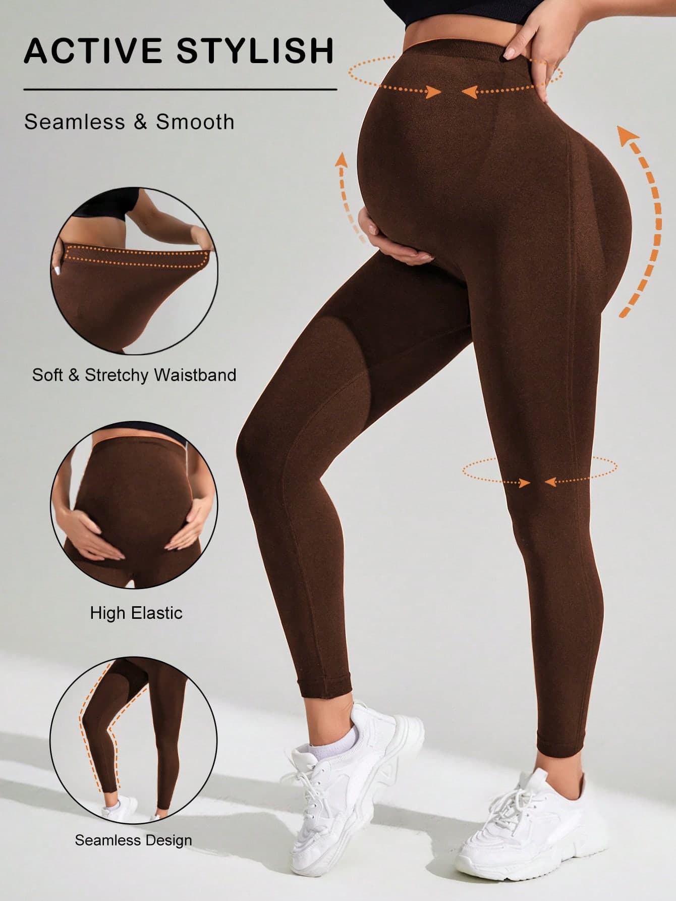 SHEIN Maternity Solid Color High Waist Everyday Fitness Leggings