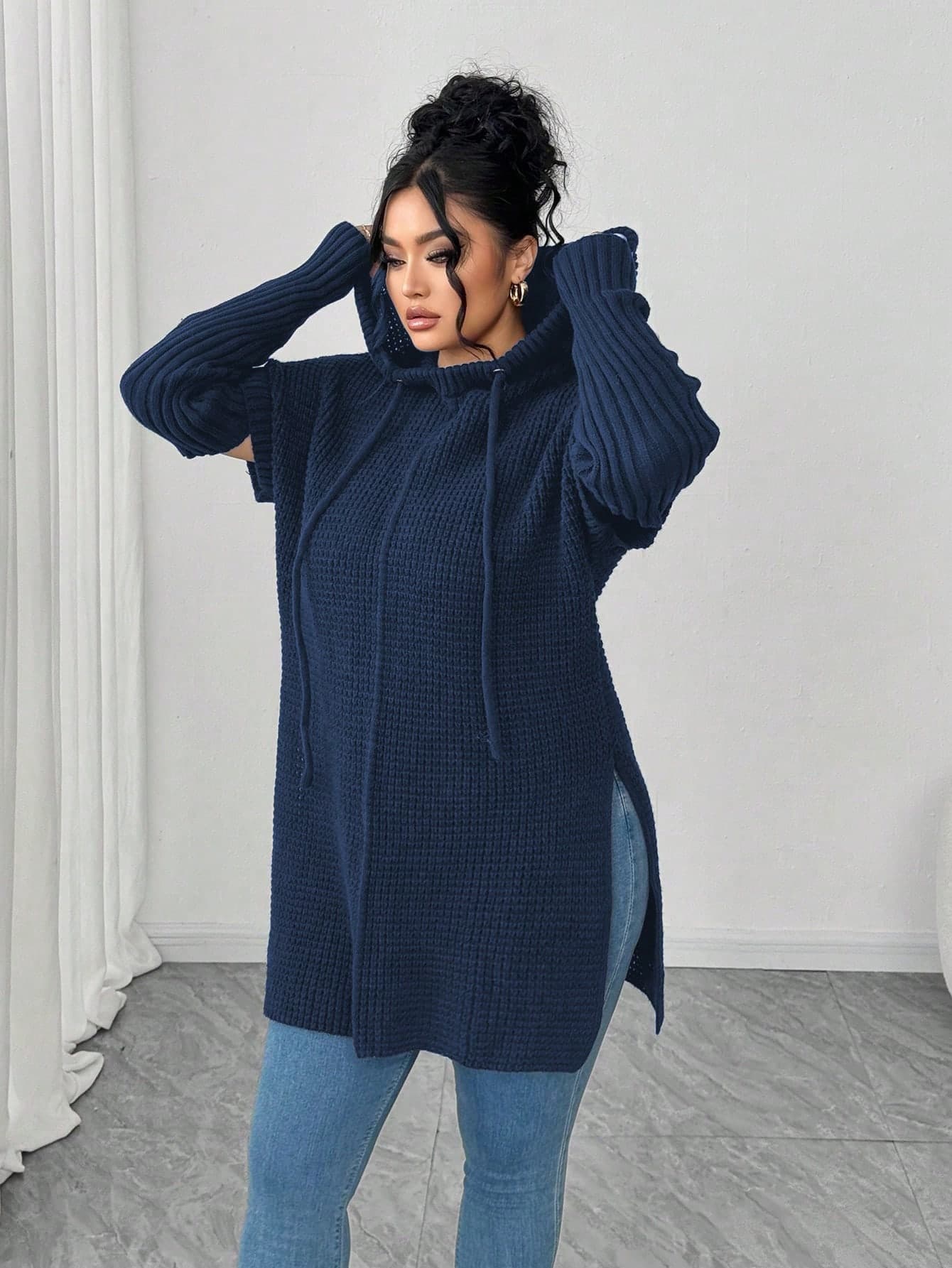 Elenzga Women's Casual Loose Fit Hooded Long Sleeve Plus Size Sweater, Suitable For Autumn/Winter Outings Plus Size Hoodies Women Plus Size Jumper