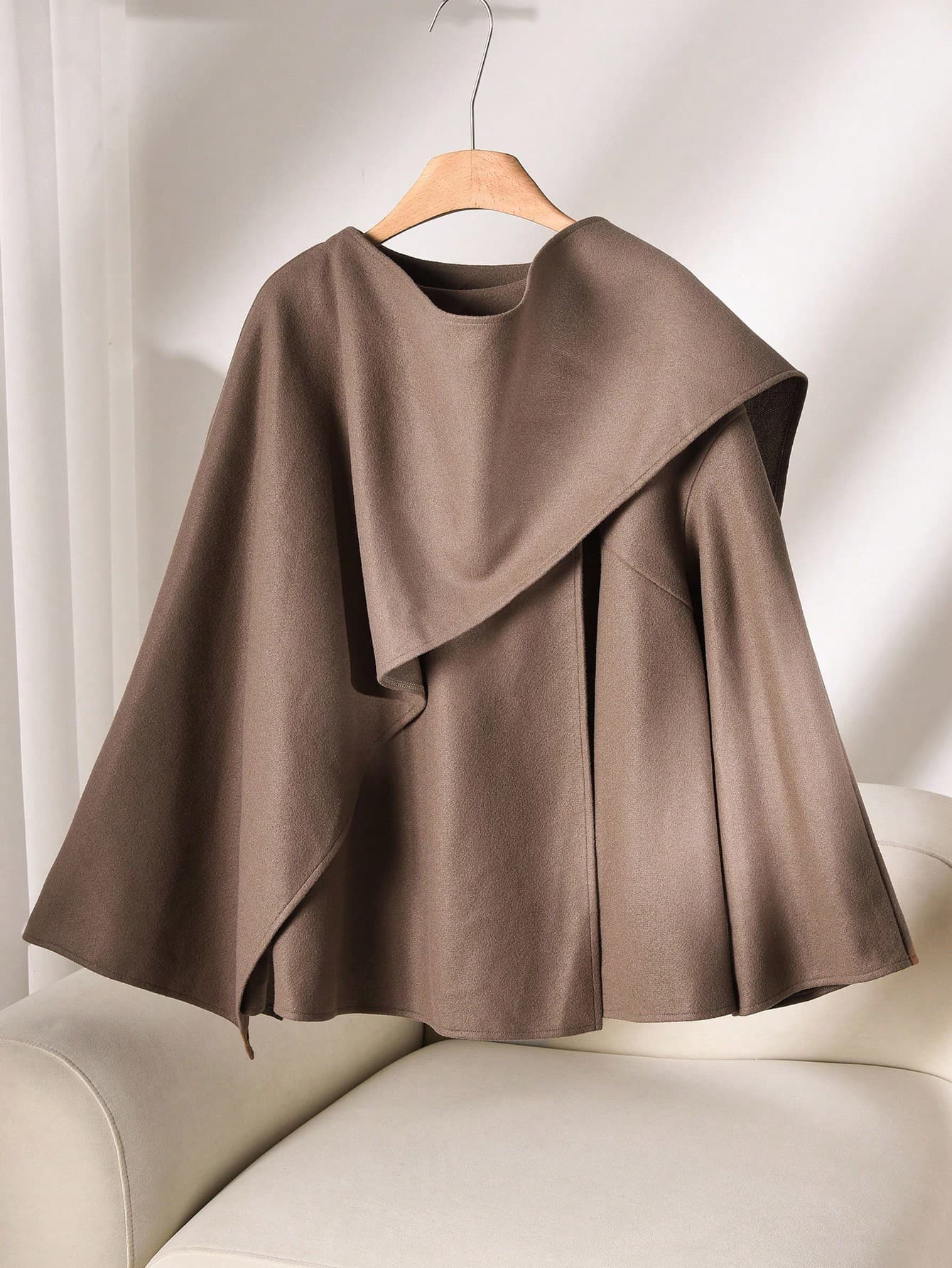 CosyJoli Plus Size Women Casual Loose Solid Color Poncho Style Jacket In Fall/Winter