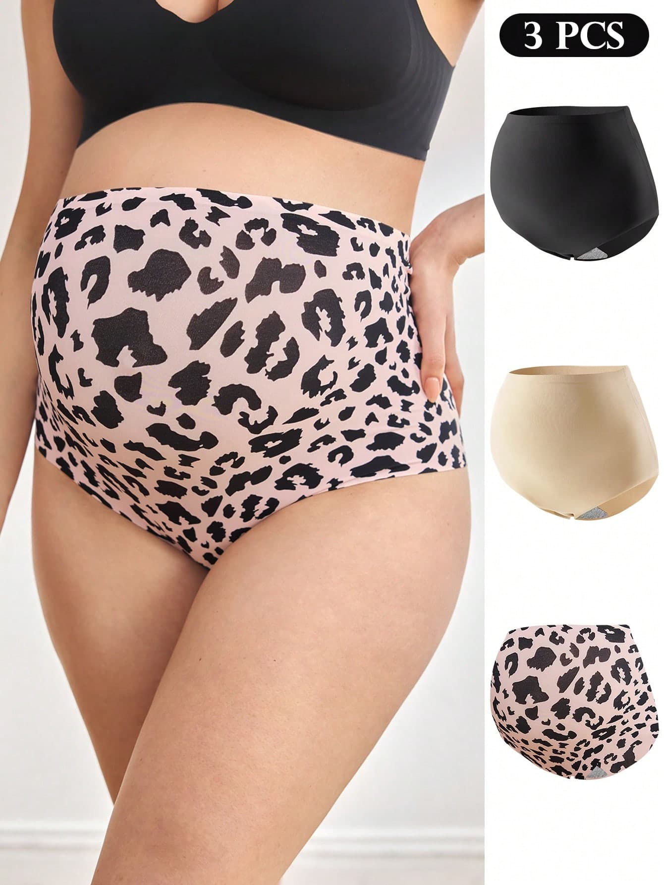 Moonlight&Mama 3pcs/Pack Maternity Seamless High Waist Comfortable Everyday Underwear
