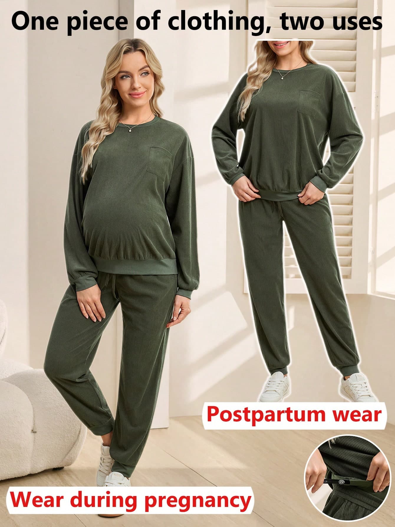 SHEIN 2pcs Set Solid Color Drop Shoulder Long Sleeve Loose Casual Pullover Pullover Sweatshirt
