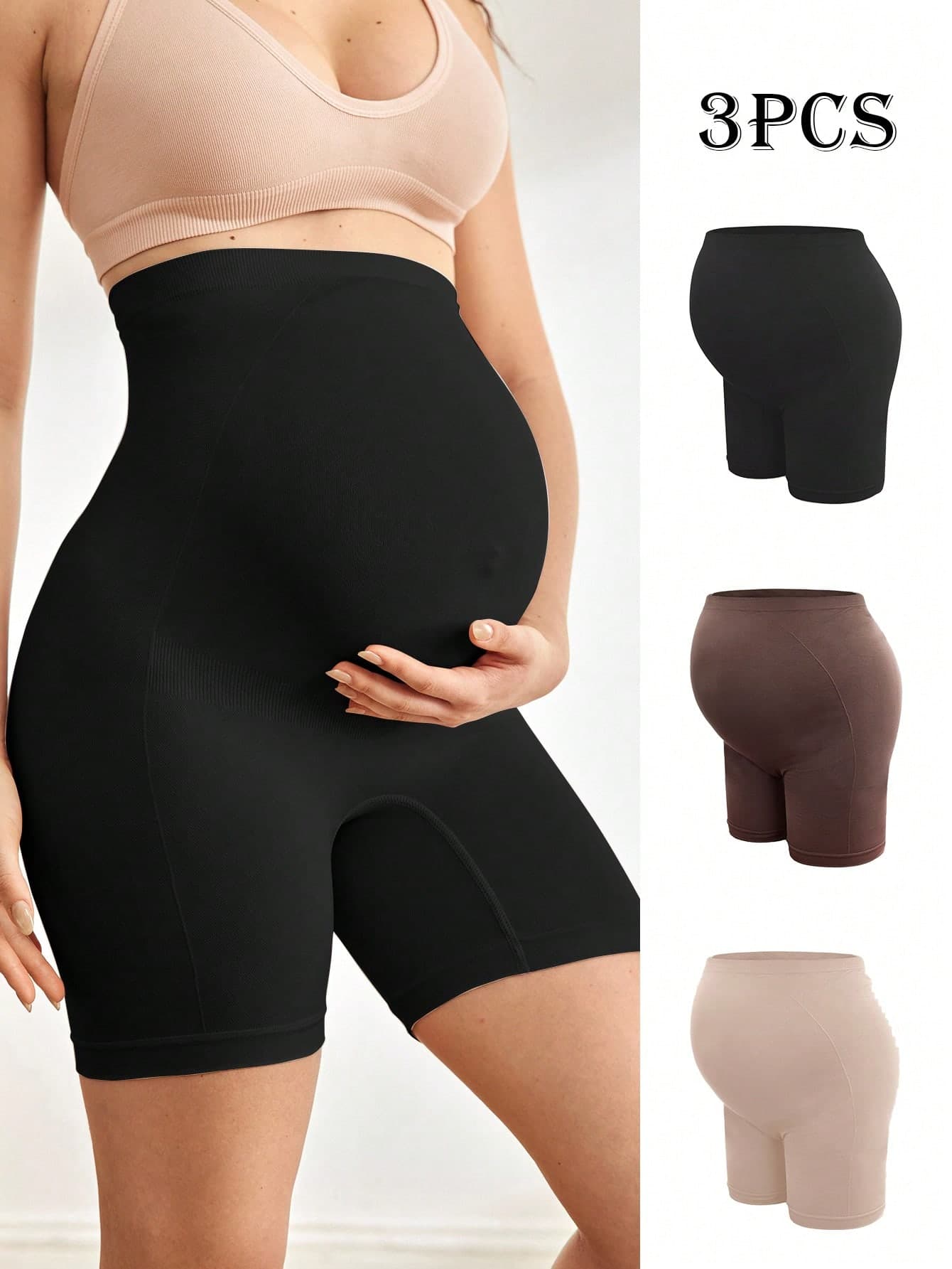 Moonlight&Mama 3pcs/Pack Comfortable Seamless Maternity High Waist Panties, Minimalist Design